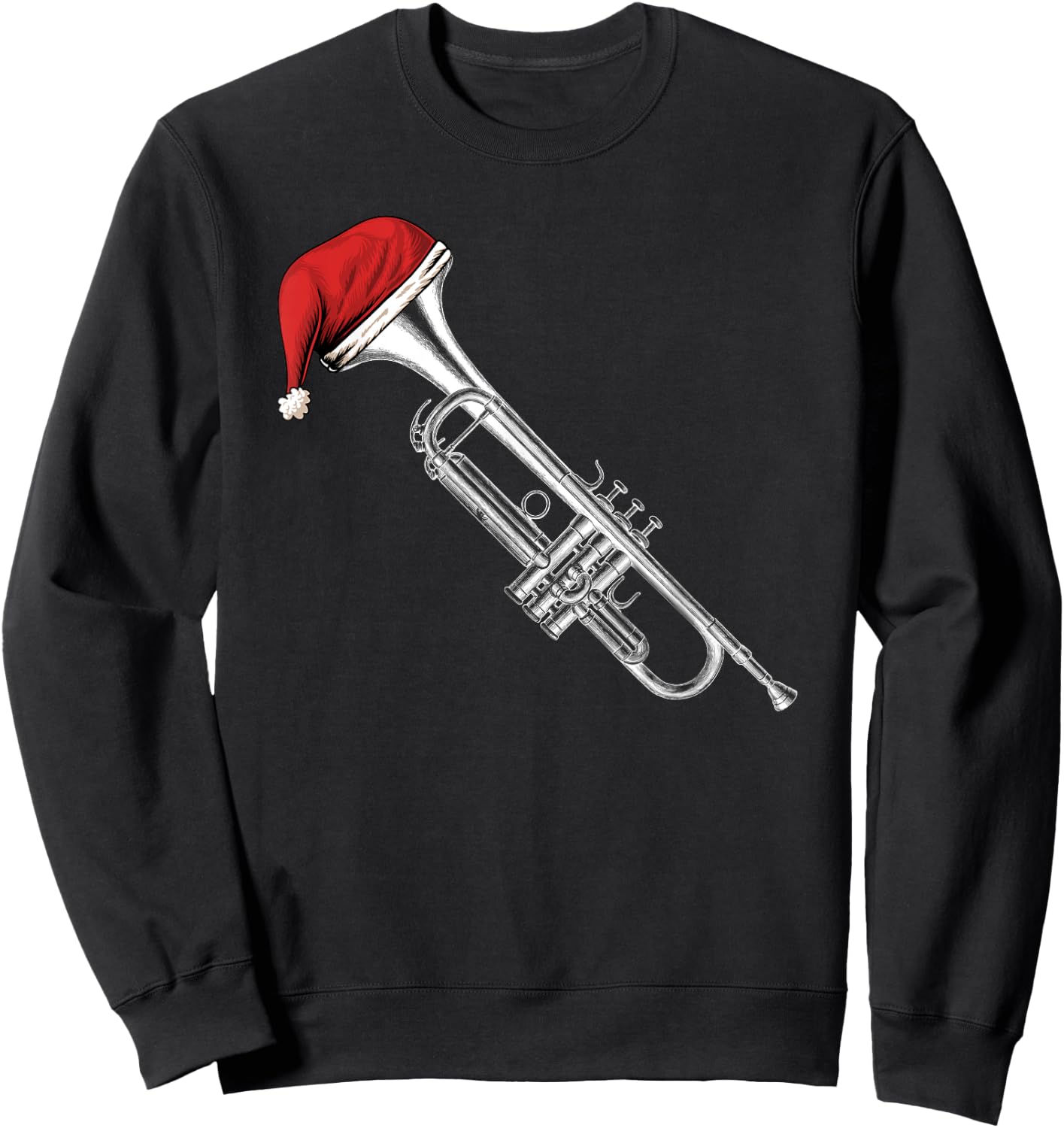 Santa Trumpet Christmas Jazz Music Xmas | For Trumpet Player Sweatshirt - Sweatshirt | Black