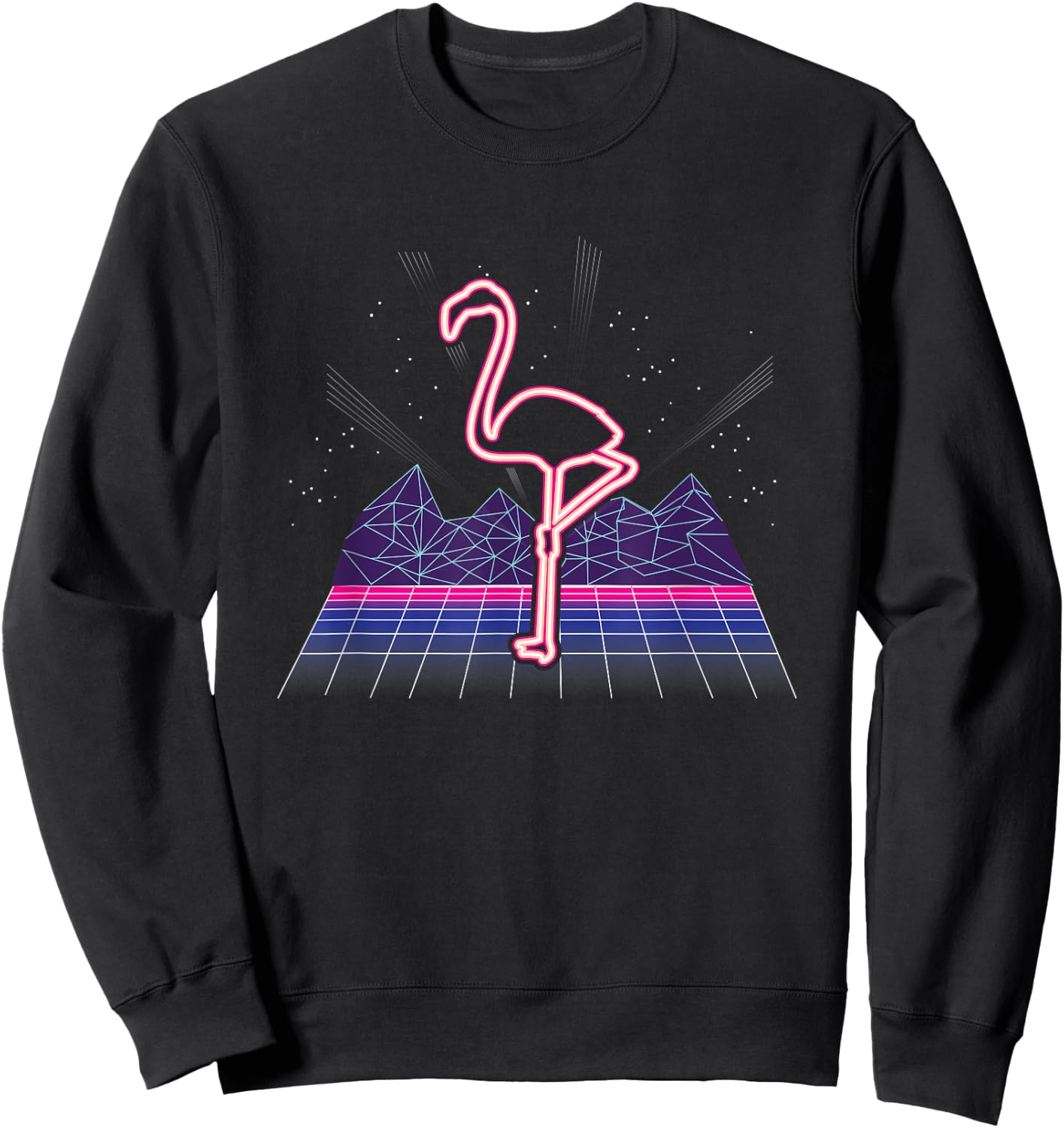 Retro Neon Flamingo 80s I 70s Nostalgic Gift Sweatshirt - Sweatshirt | Black