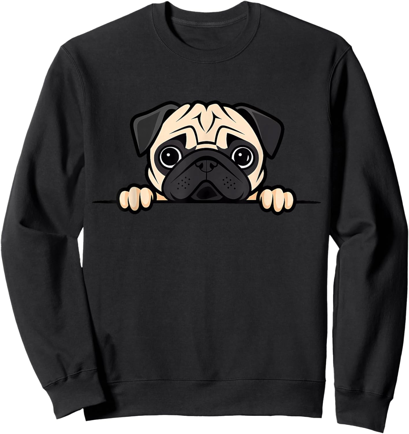 Cute Pug Funny Peeking Pocket Puppy Dog Lover Men Women Kids Sweatshirt - Sweatshirt | Black