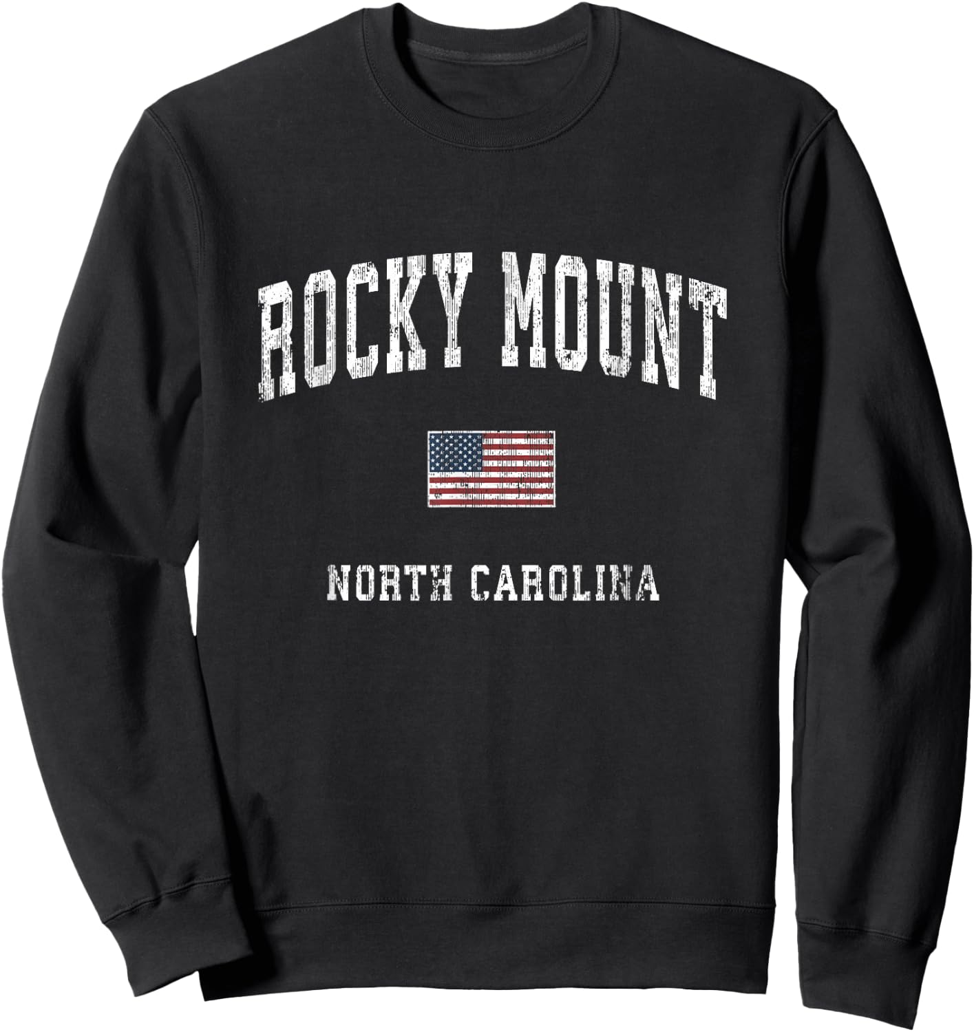 Rocky Mount North Carolina NC Vintage American Flag Sports Sweatshirt - Sweatshirt | Black