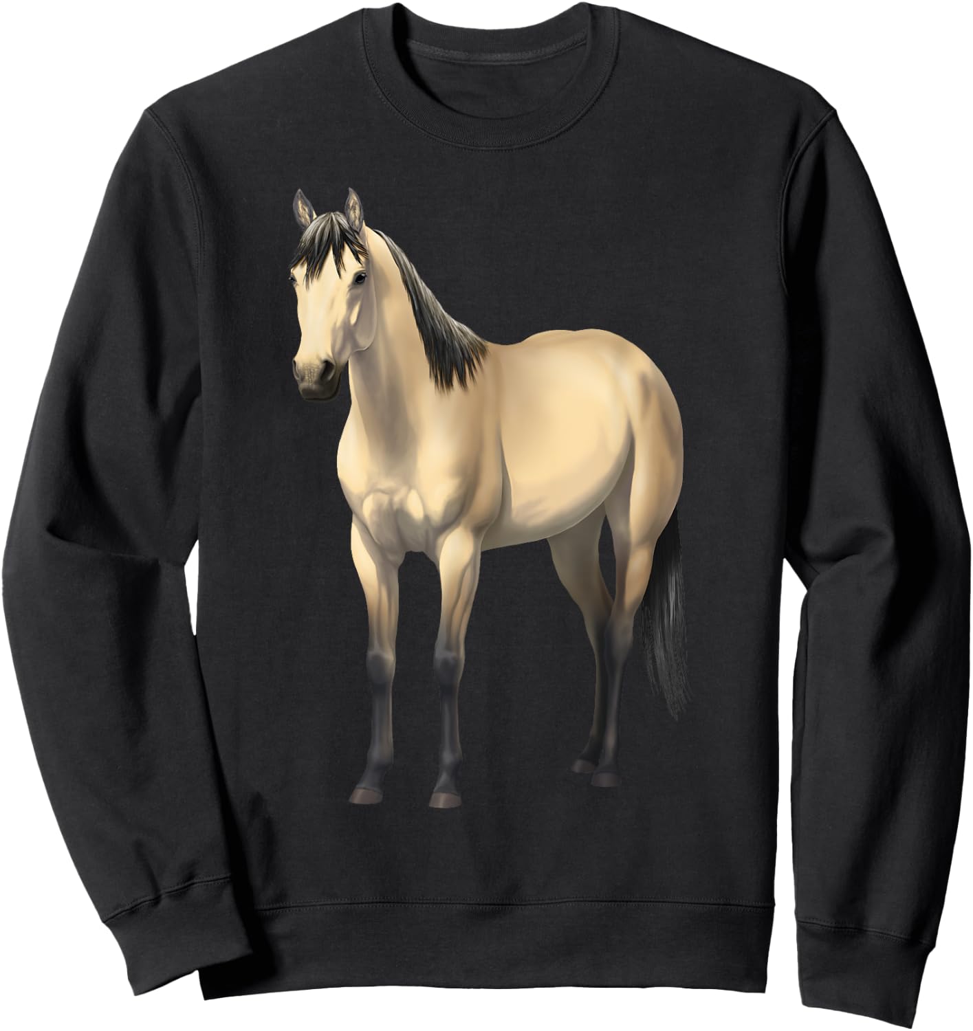 Beautiful Buttermilk Buckskin Quarter Horse Sweatshirt - Sweatshirt | Black