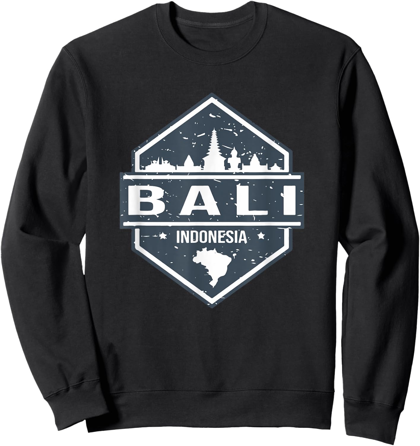 Bali Indonesia Design With Bali Island And Silhoutte of City Sweatshirt - Sweatshirt | Black