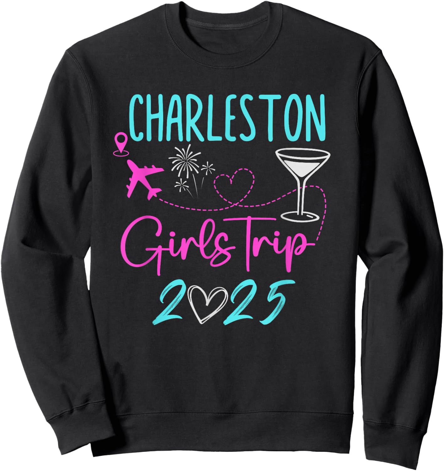 Charleston Girls Trip 2025 Vacation Matching Bachelorette Sweatshirt - Sweatshirt | Black