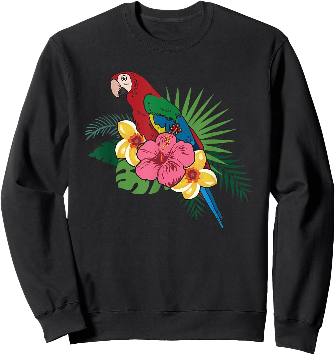 Vintage Aloha Hawaiian Parrot Shirt - Macaw Sweatshirt - Sweatshirt | Black