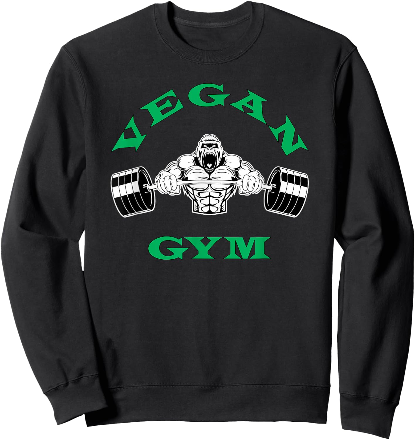 Vegan Shirt - Strong Gorilla Vegetarian Plant Based Gym Sweatshirt - Sweatshirt | Black