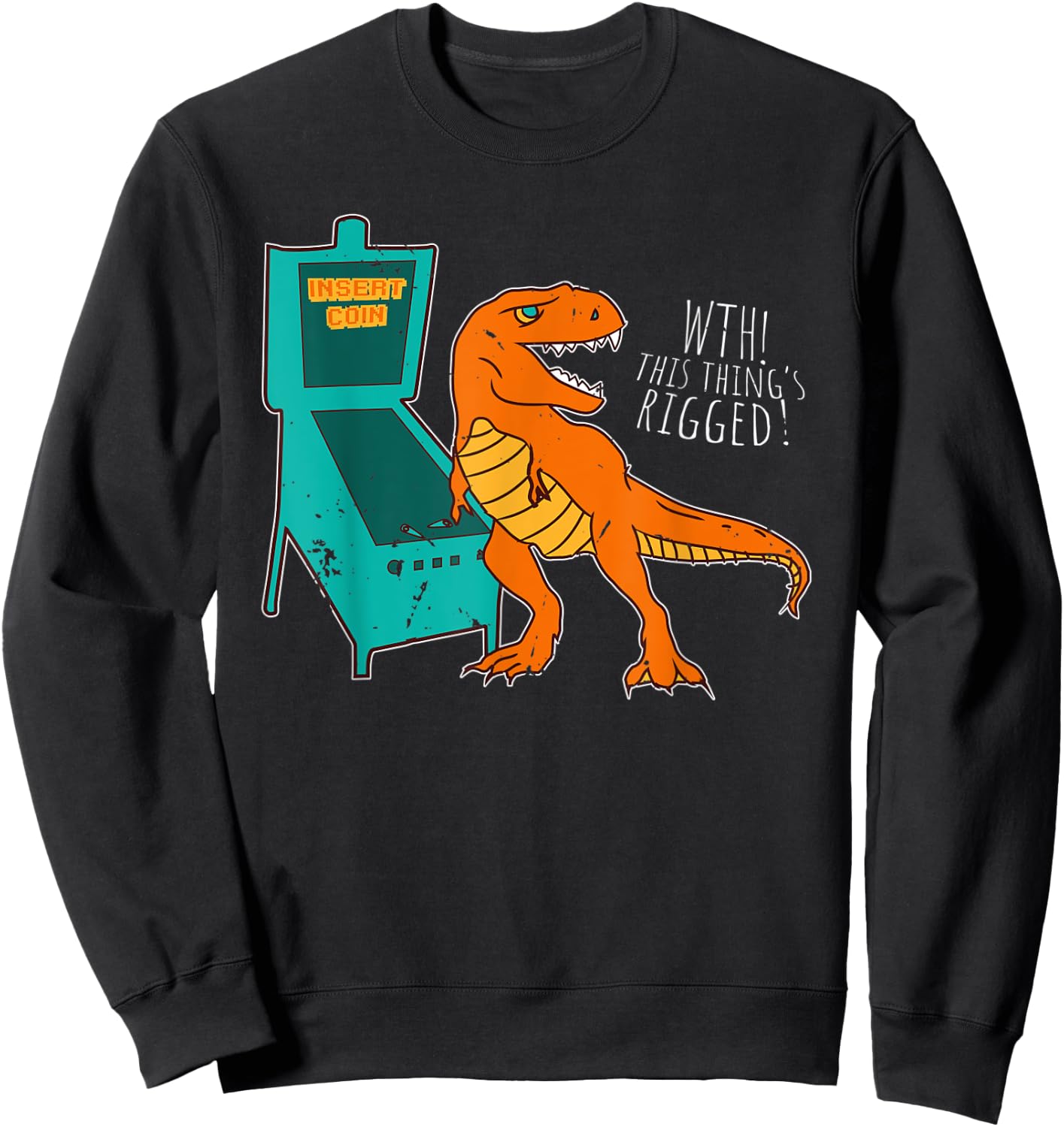 Dinosaur Pinball Wizard Arcade Machine Player Picture Shirt Sweatshirt - Sweatshirt | Black