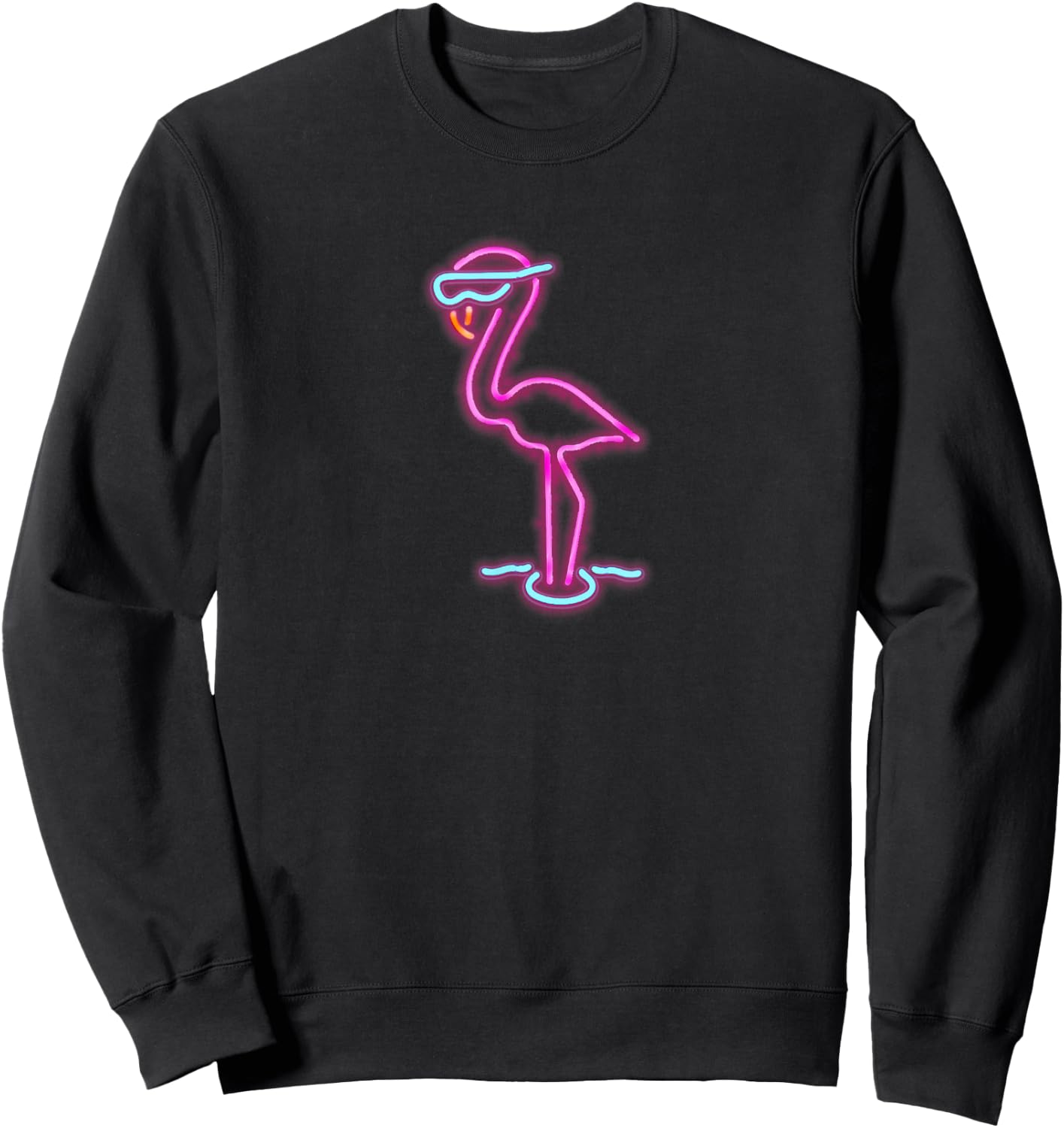 Retro Neon Flamingo T Shirt 80s 90s Vaporwave by MCMA Sweatshirt - Sweatshirt | Black