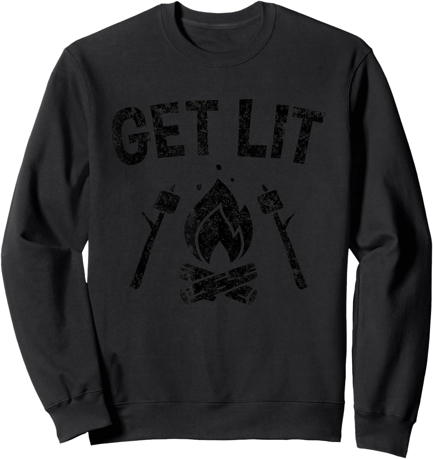 Campfire Marshmallows Smores Camping GET LIT Sweatshirt - Sweatshirt | Black