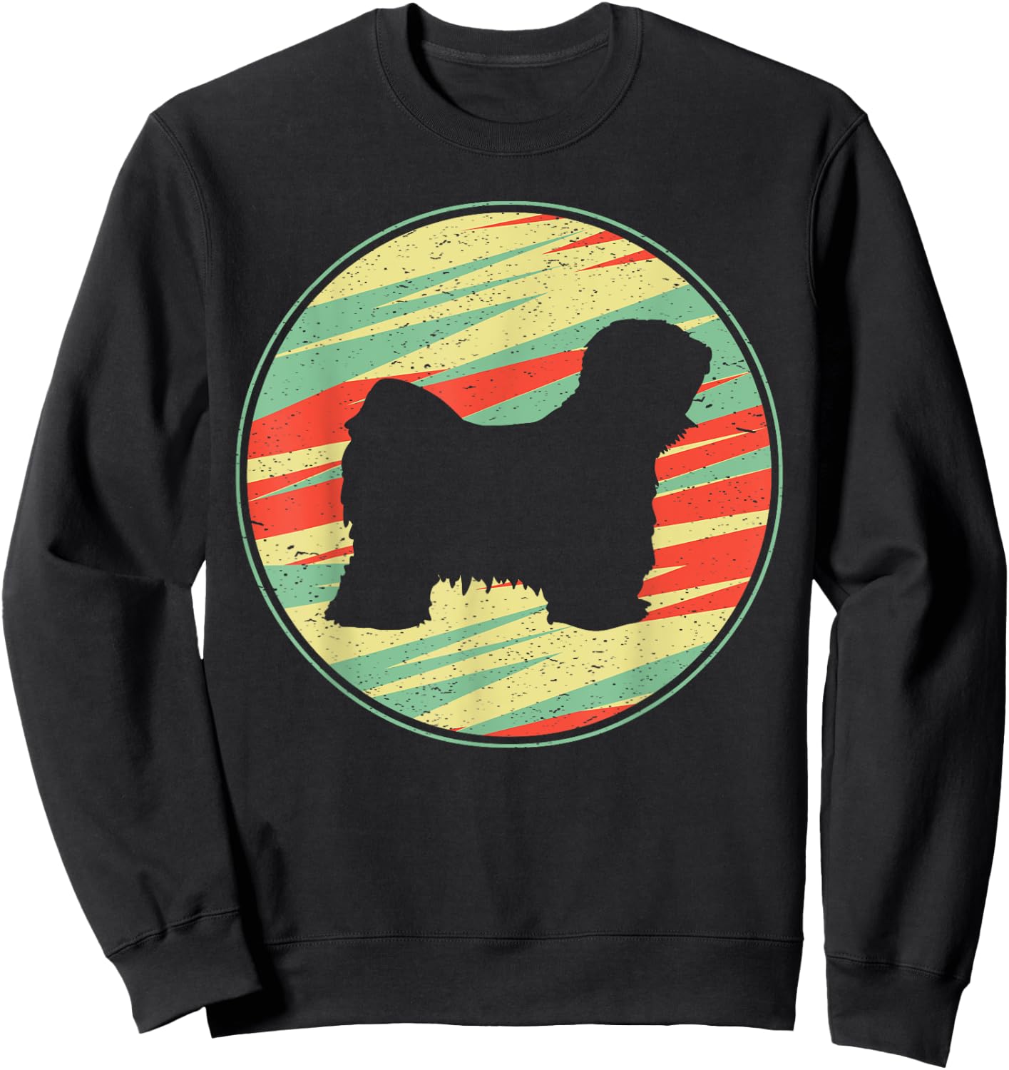 Tibetan Terrier Retro Vintage Silhouette Cute Dog Gift Men Women Kids Sweatshirt - Sweatshirt | Black