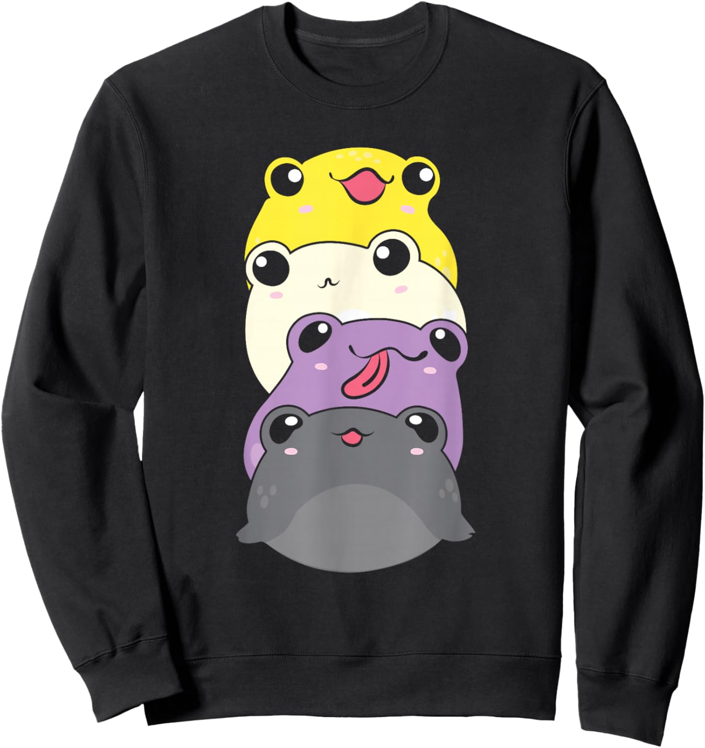 Nonbinary Flag Color Cute Frogs Subtle Enby Pride Sweatshirt - Sweatshirt | Black