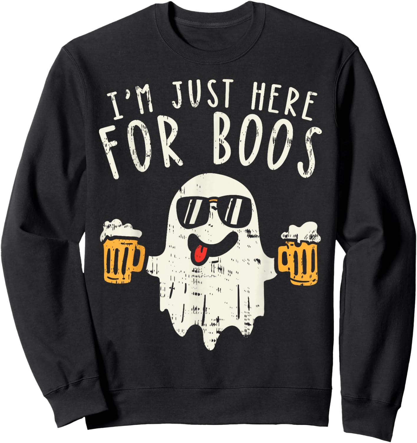 Im Just Here For The Boos Ghost Halloween Costume Beer Lover Sweatshirt - Sweatshirt | Black
