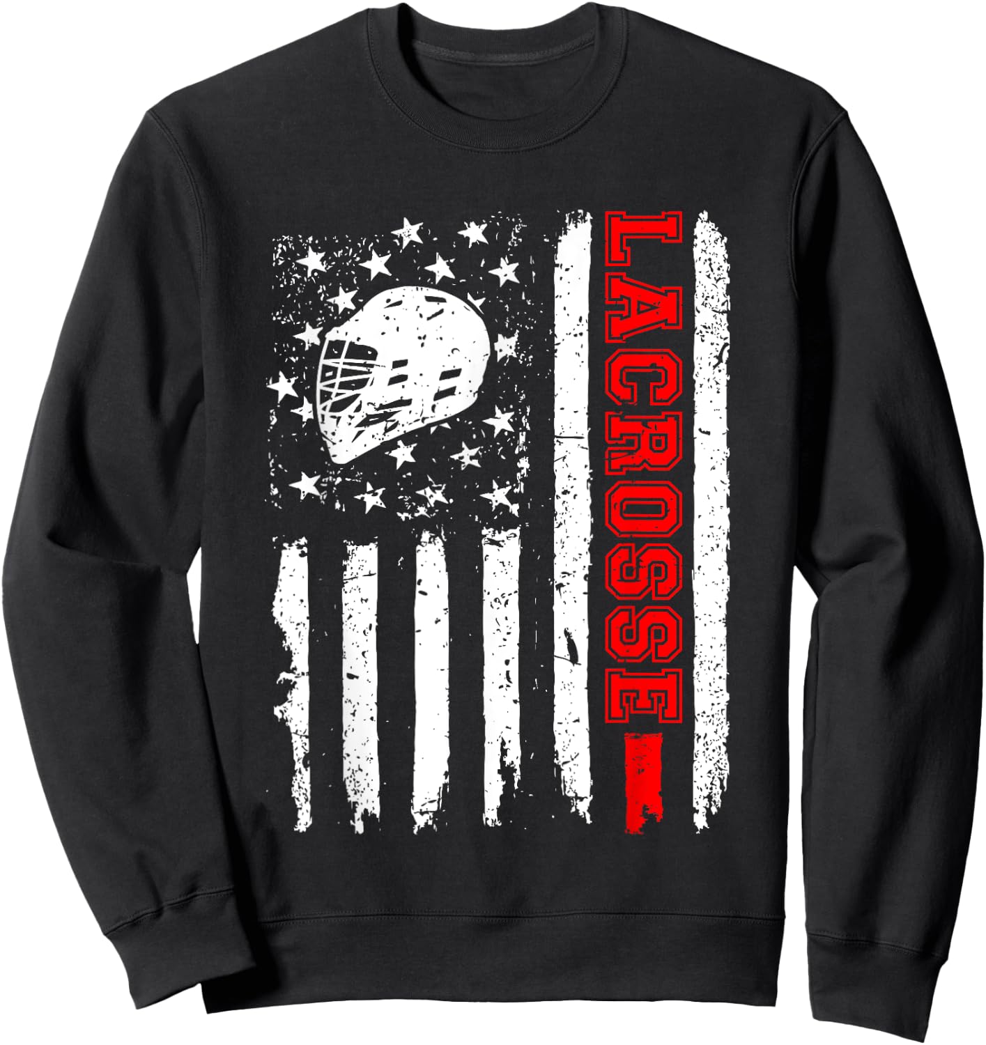 Lacrosse American Flag Distressed Sweatshirt - Sweatshirt | Black