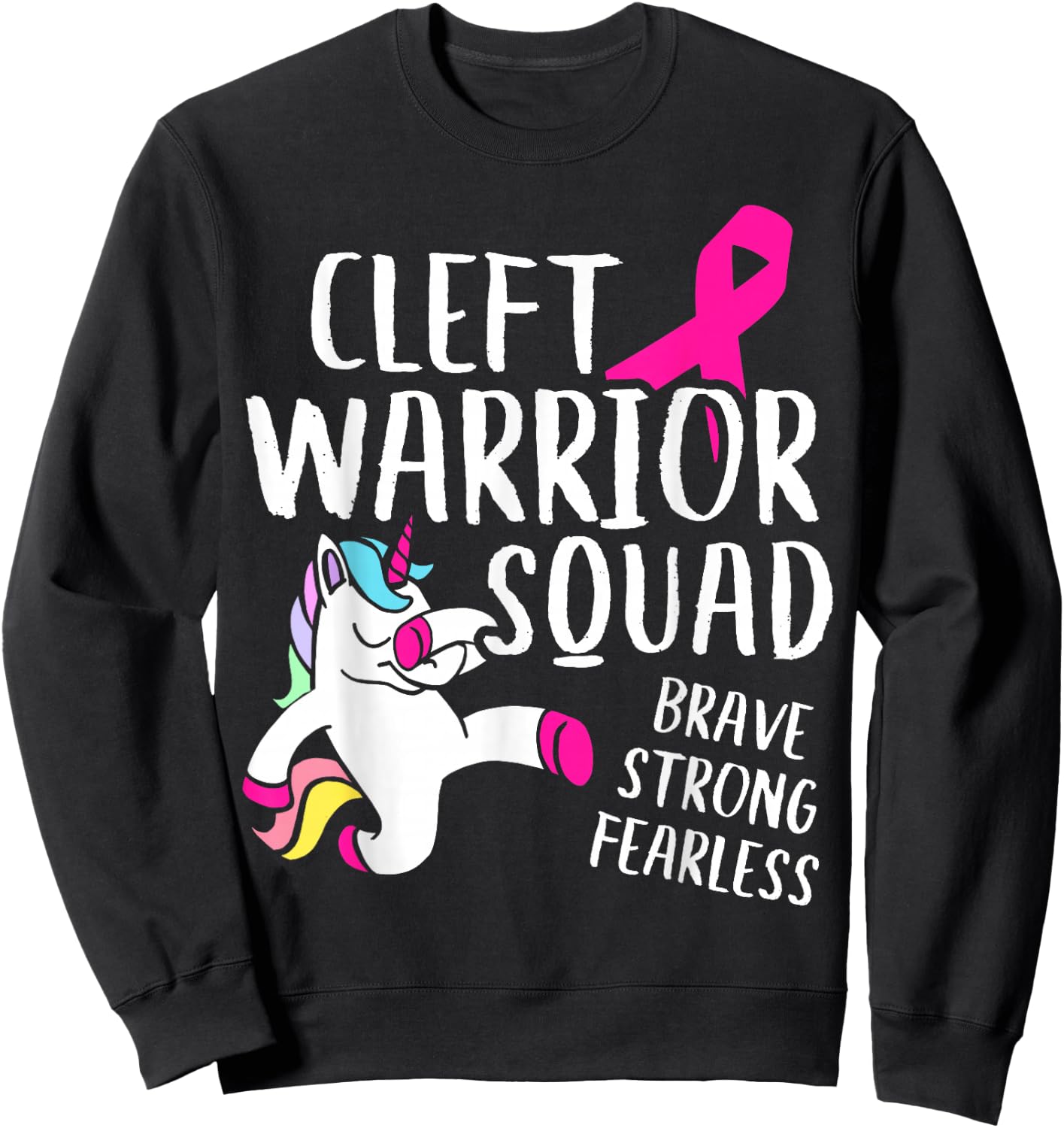 Cleft Palate Lip Warrior Squad Cleft Strong Awareness Sweatshirt - Sweatshirt | Black