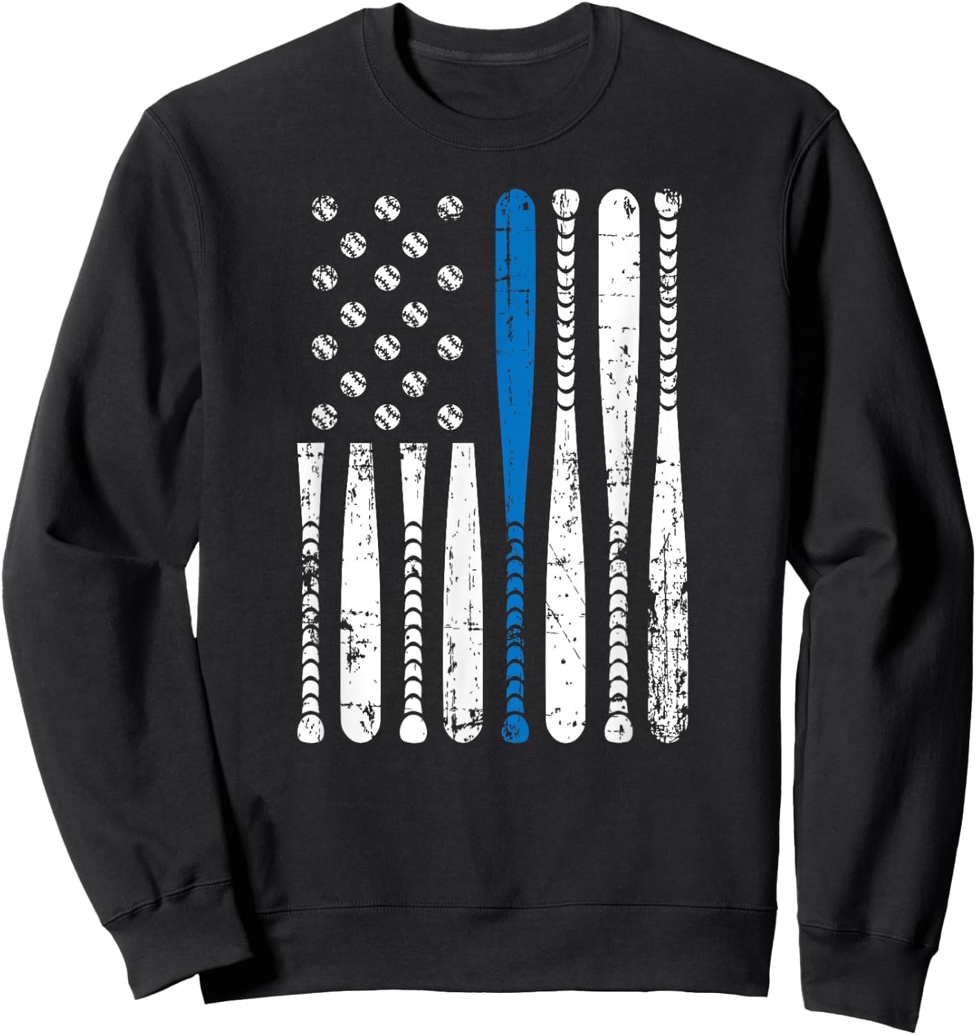 Thin Blue Line LEO USA Flag Police Support Baseball Bat Sweatshirt - Sweatshirt | Black