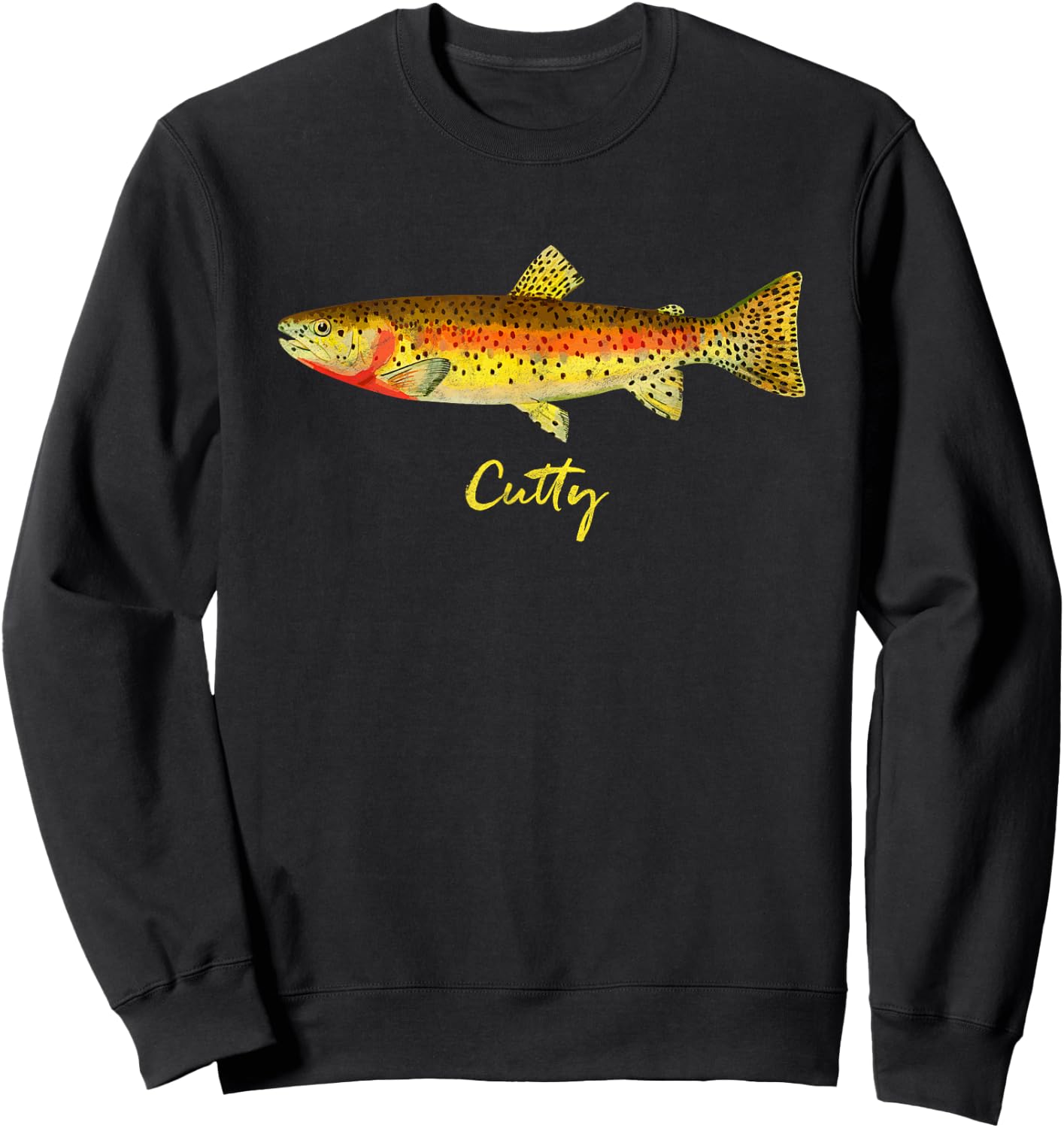 Retro Cutthroat Trout Vintage Fly Fishing Sweatshirt - Sweatshirt | Black