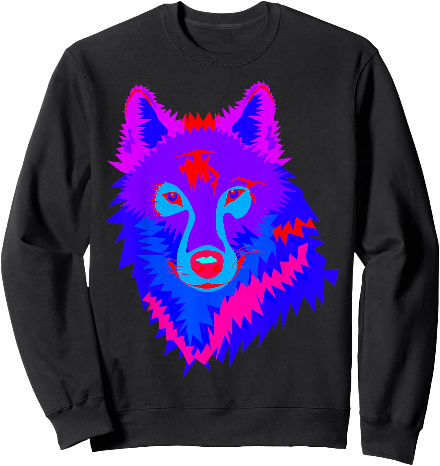 EDM Electronic Dance Music Techno Trippy Wolf Rave Shirt Sweatshirt - Sweatshirt | Black