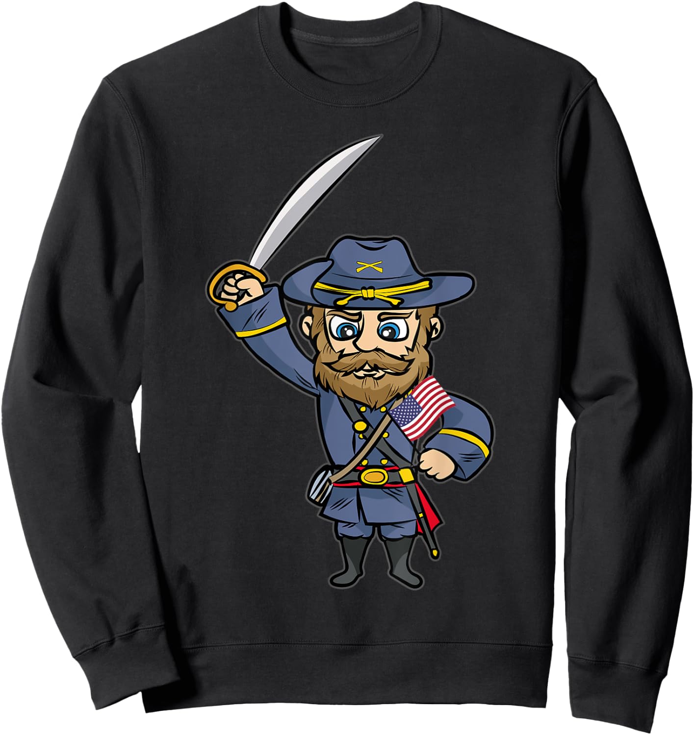 Civil War Soldier | Union General Cartoon Gift Comic Sweatshirt - Sweatshirt | Black