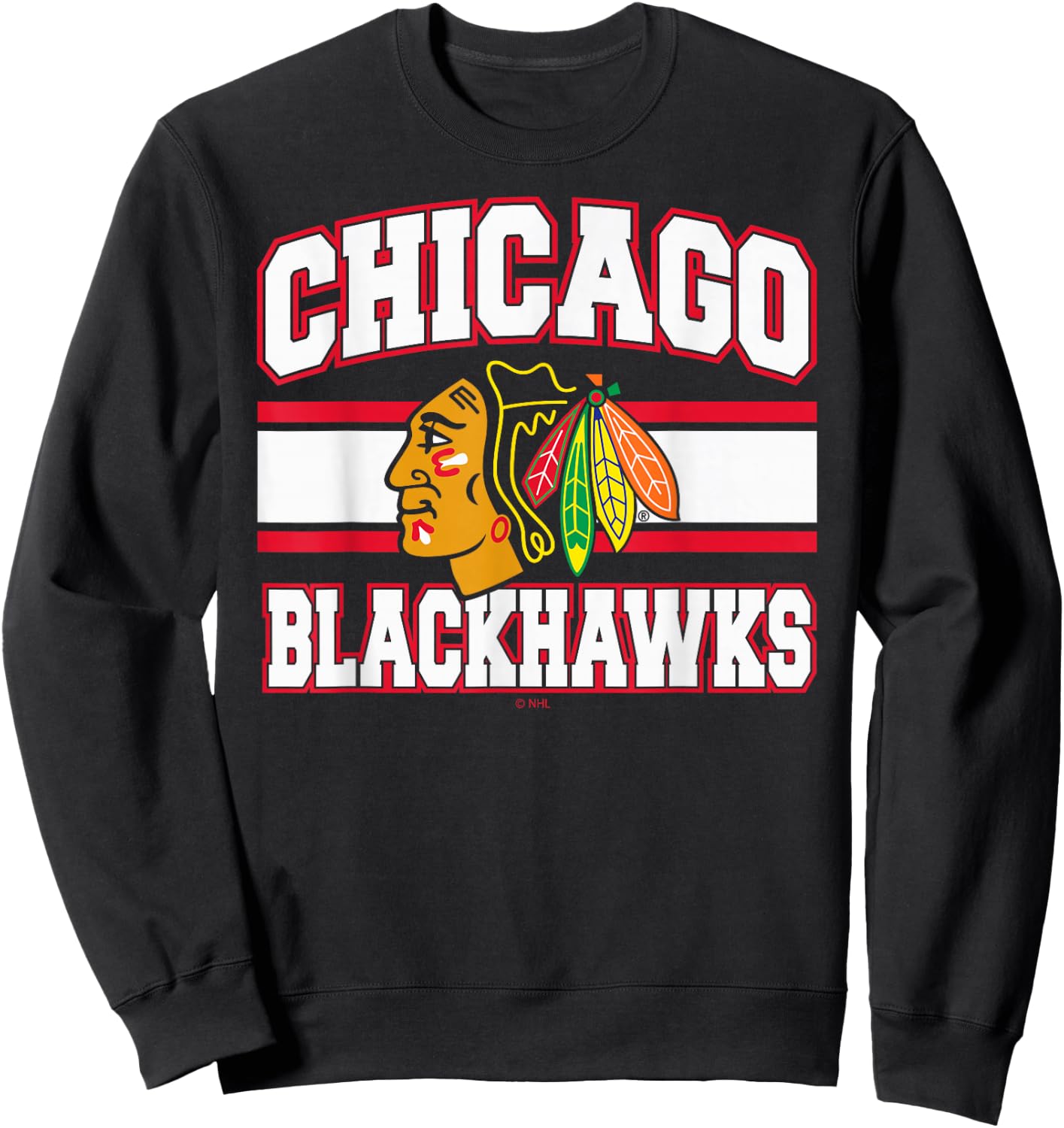 Chicago Blackhawks Stripe Black Officially Licensed Sweatshirt - Sweatshirt | Black