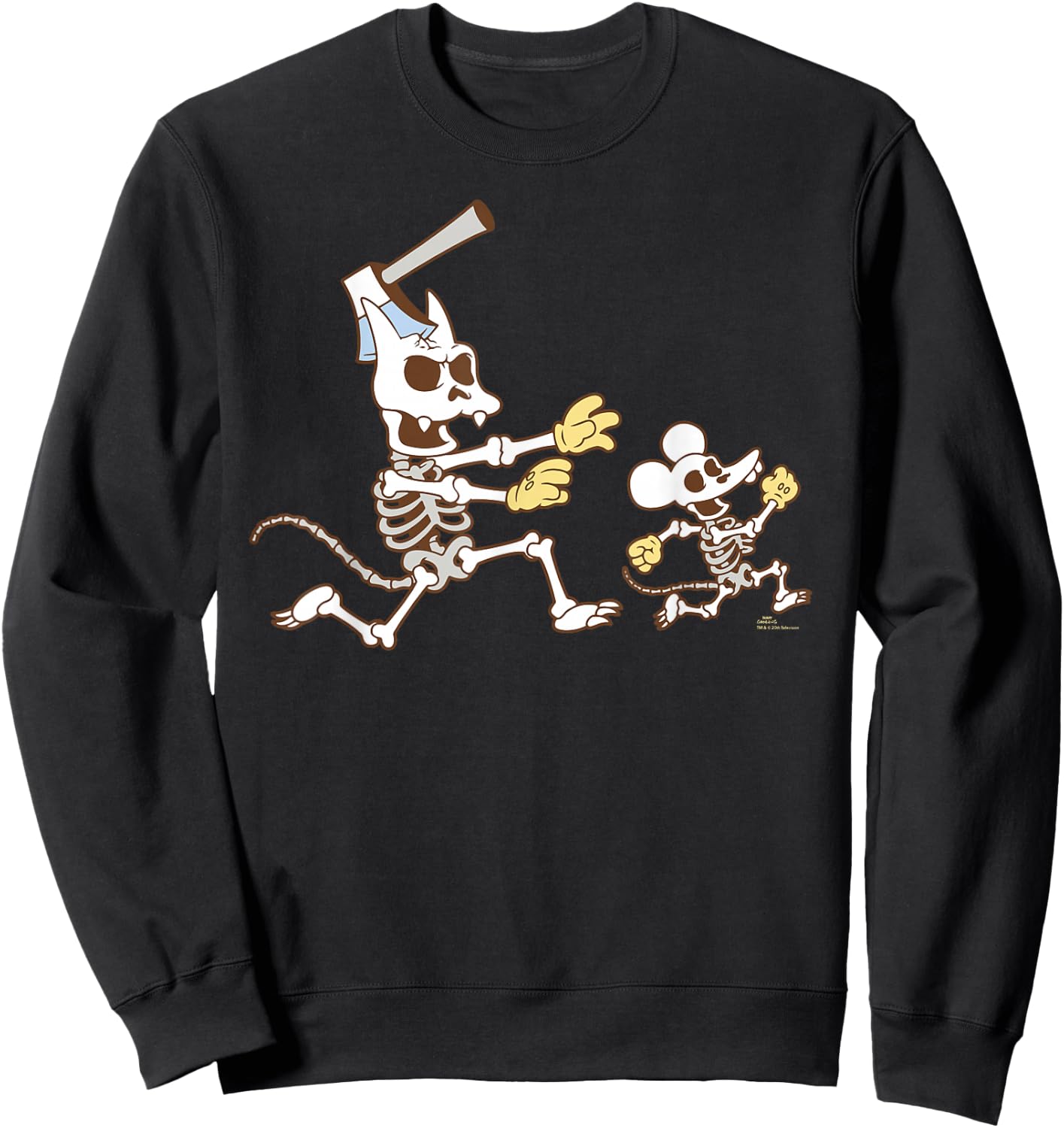 The Simpsons Halloween Itchy & Scratchy Skeleton Chase Sweatshirt - Sweatshirt | Black