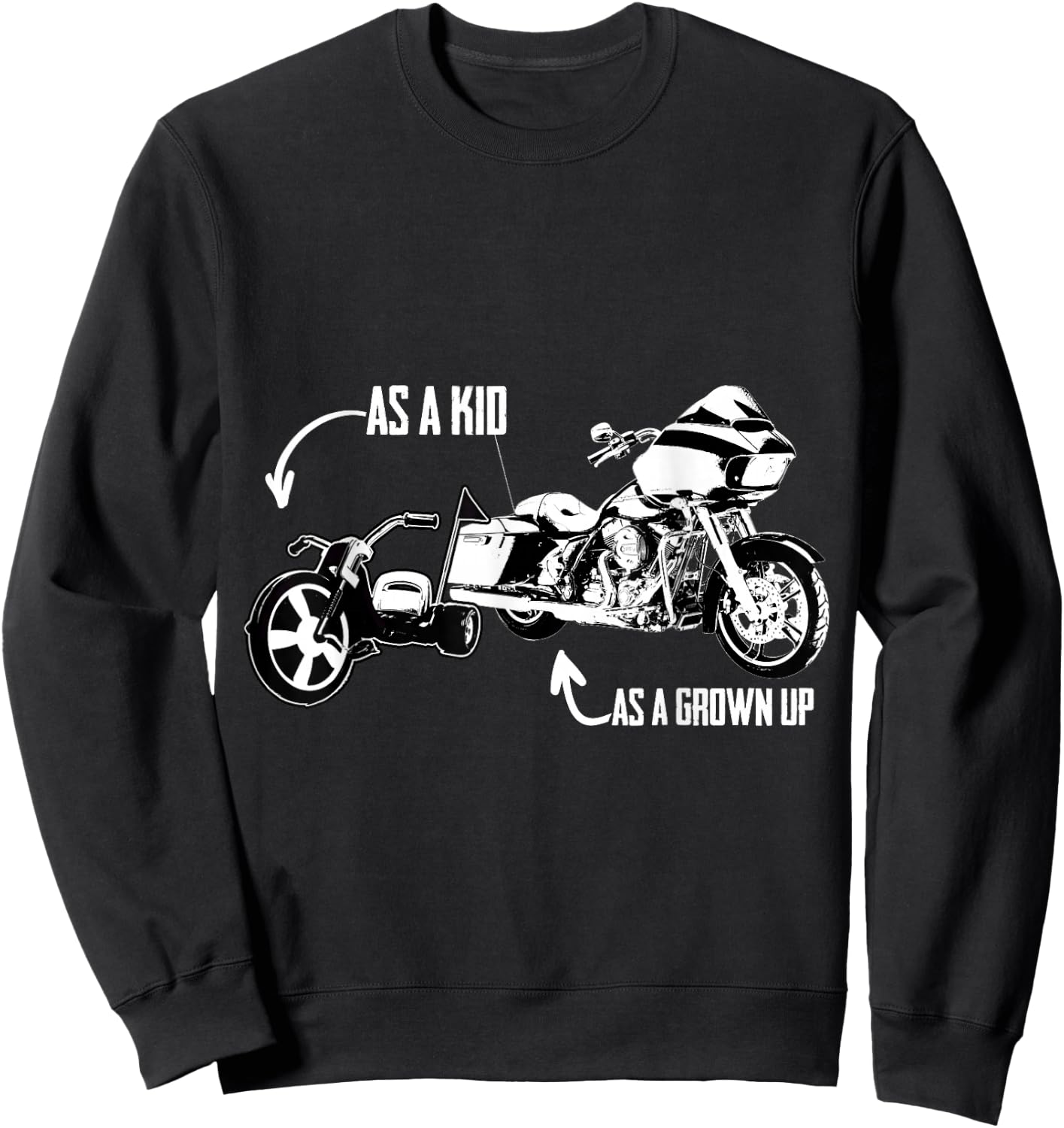 Men's Kid's Big Wheel Tricycle Road Glide Motorcycle Design Sweatshirt - Sweatshirt | Black
