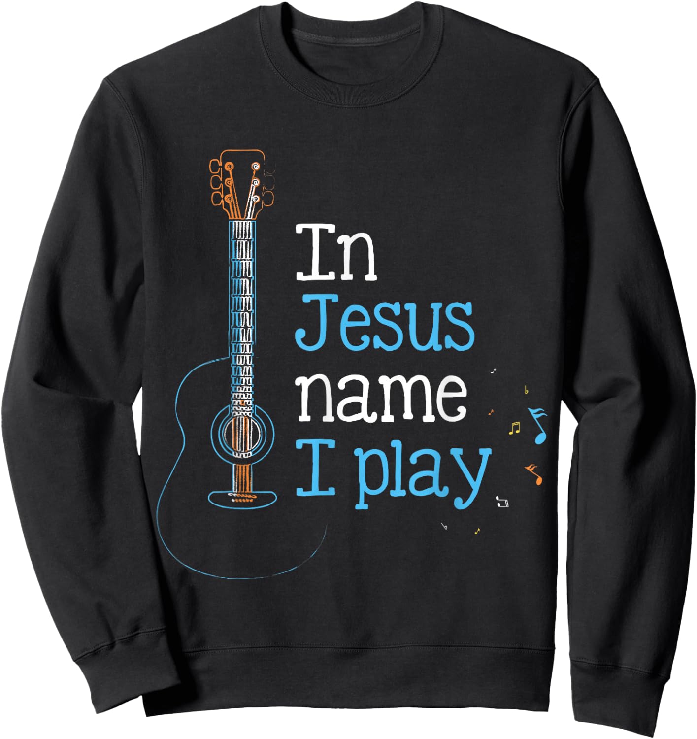 In Jesus Name i Play Guitar Christian Vintage Guitar Player Sweatshirt - Sweatshirt | Black
