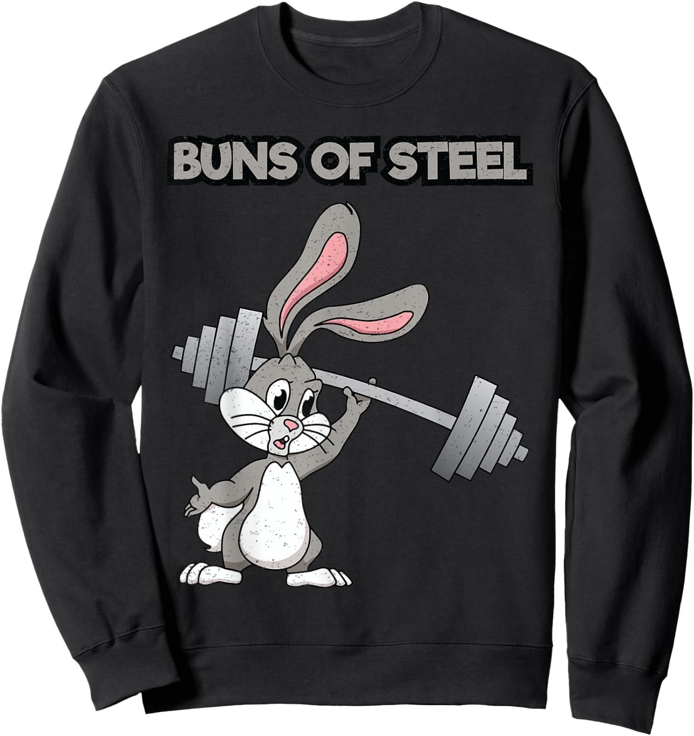 Buns Of Steel Weight Lifting Bunny Workout Animal Sweatshirt - Sweatshirt | Black