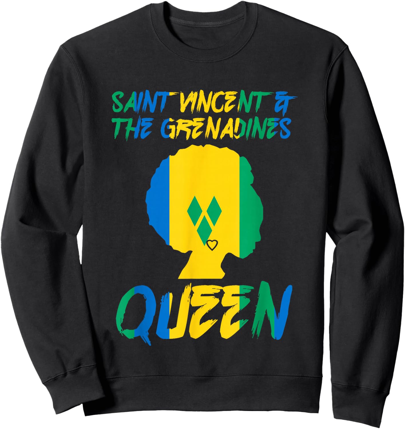 St Vincent & The Grenadines Queen Flag Afro Pride Proud Sweatshirt - Sweatshirt | Black