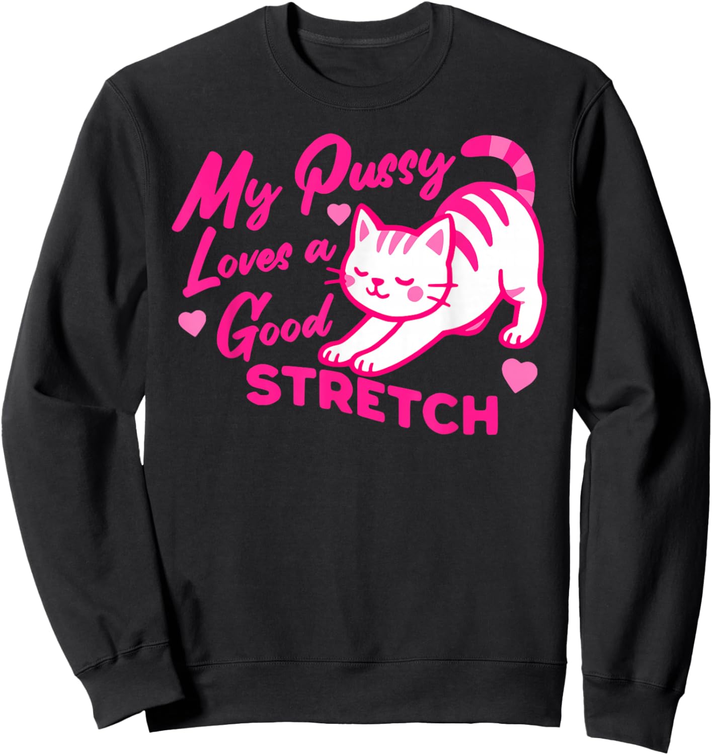 My Pussy Loves A Good Stretch Inappropriate Adult Humor Joke Sweatshirt - Sweatshirt | Black