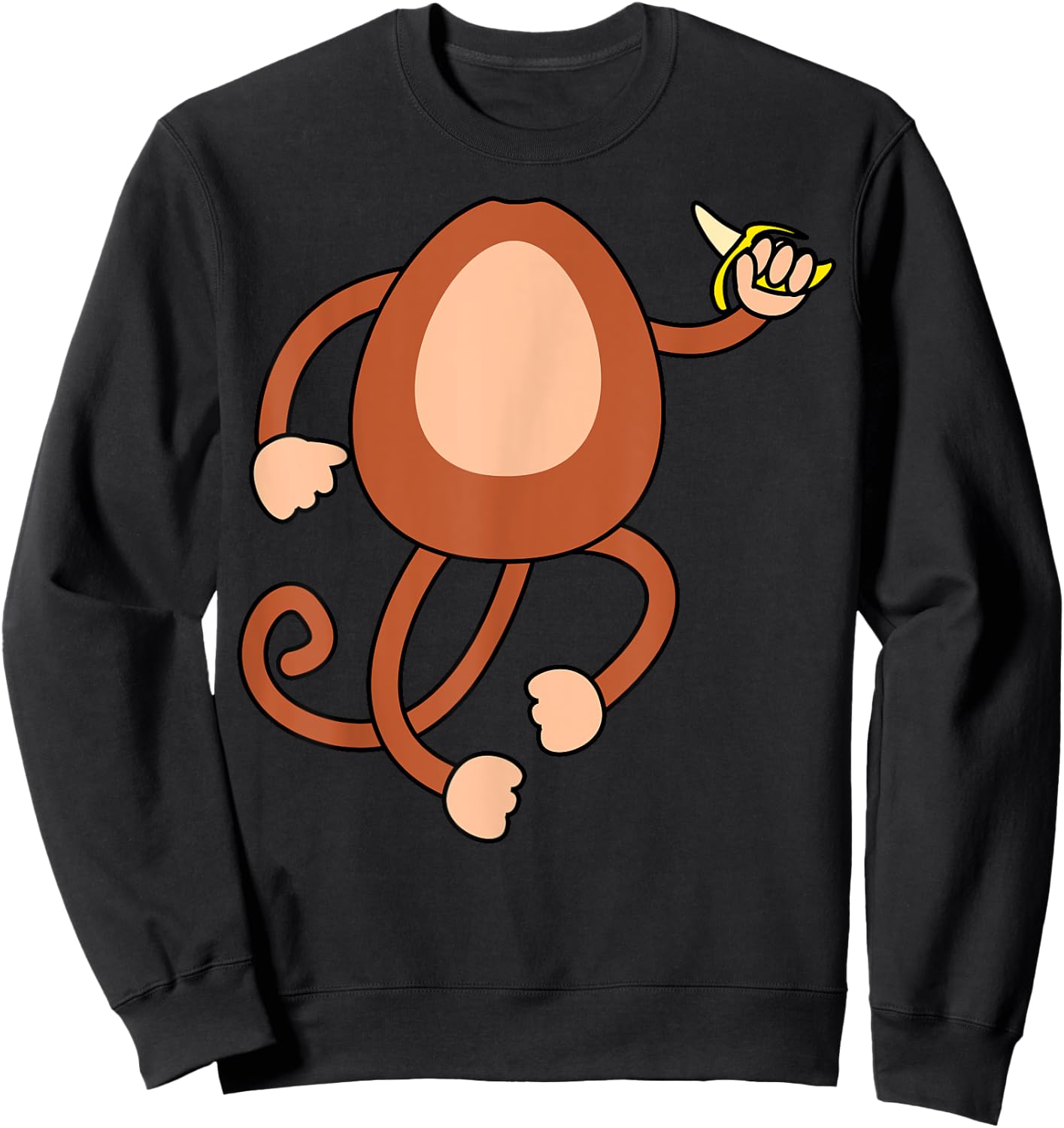 Monkey Holding Banana Costume Funny Easy Halloween Gift Sweatshirt - Sweatshirt | Black