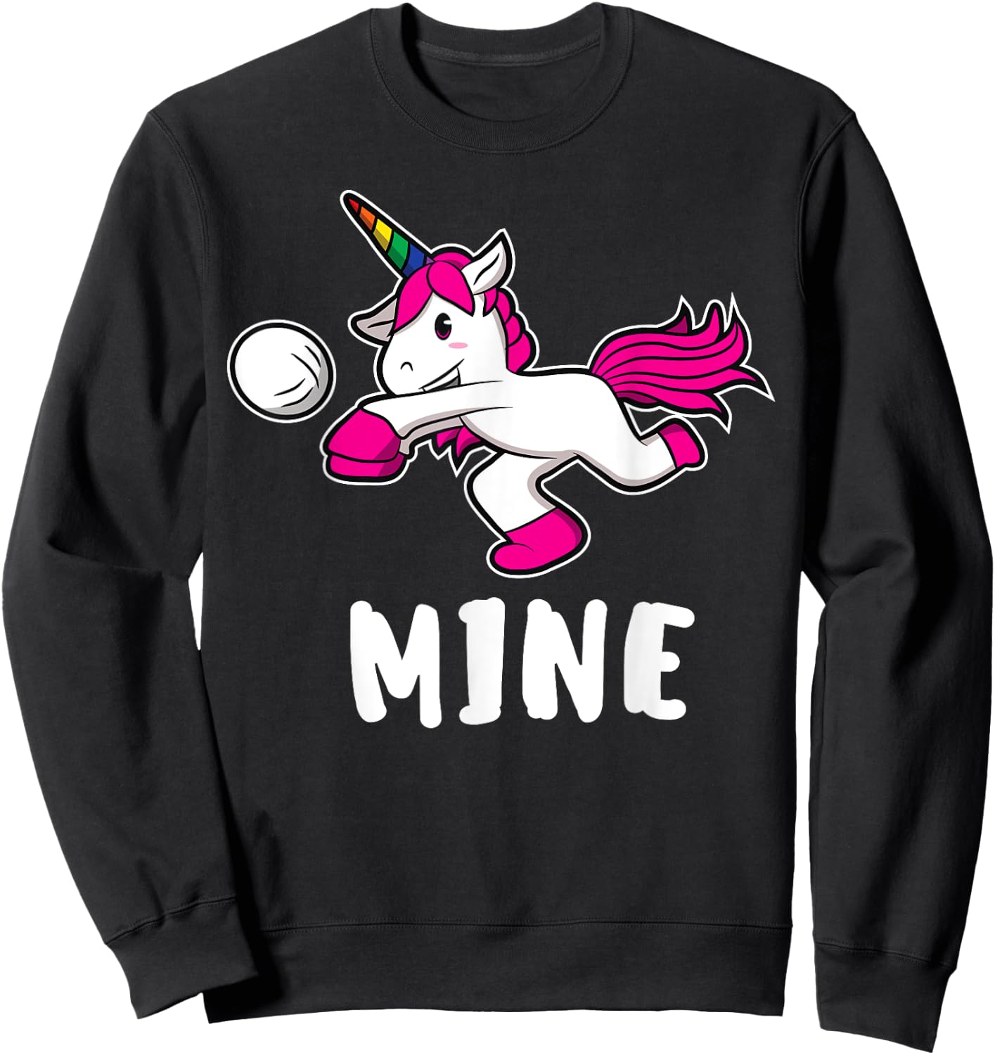 Funny Mine Volleyball Unicorn For Volleyball Girls Sweatshirt - Sweatshirt | Black