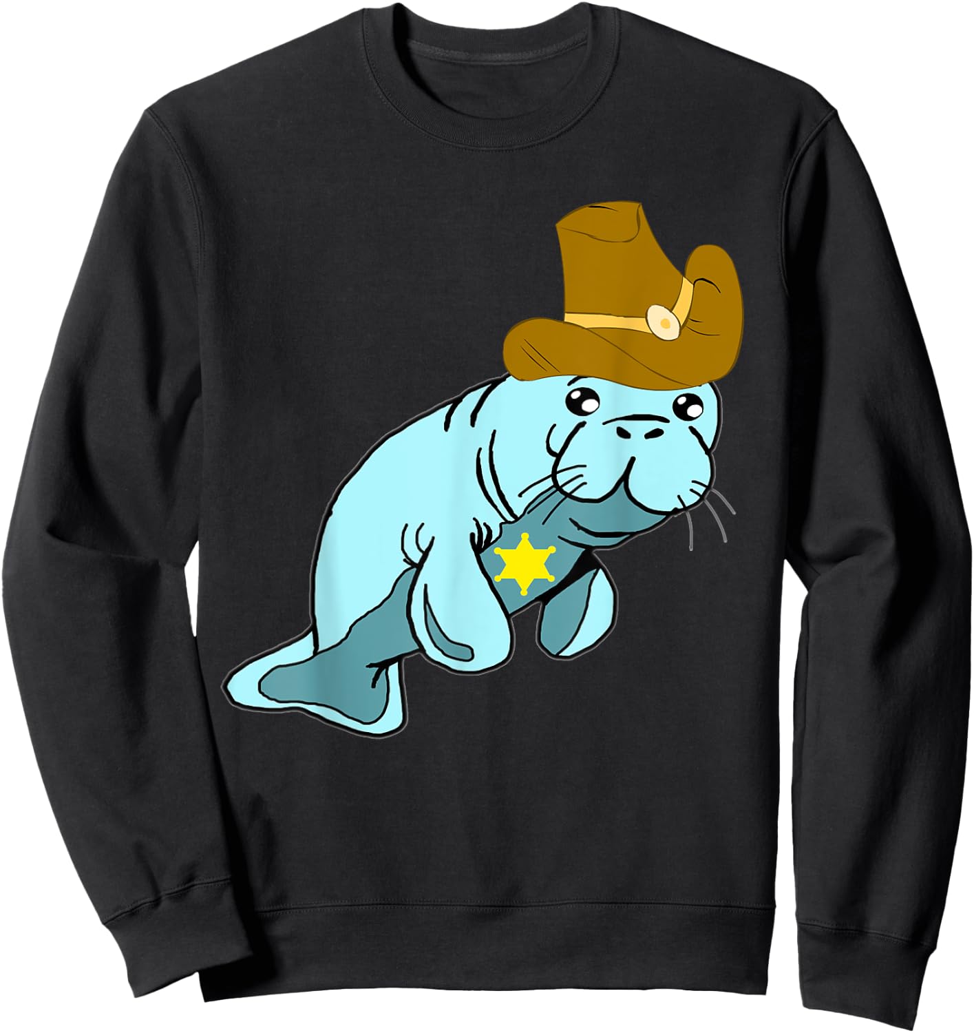 Cowboy Manatee Floaty Dugong Sea Cows Sheriff Rancher Sweatshirt - Sweatshirt | Black