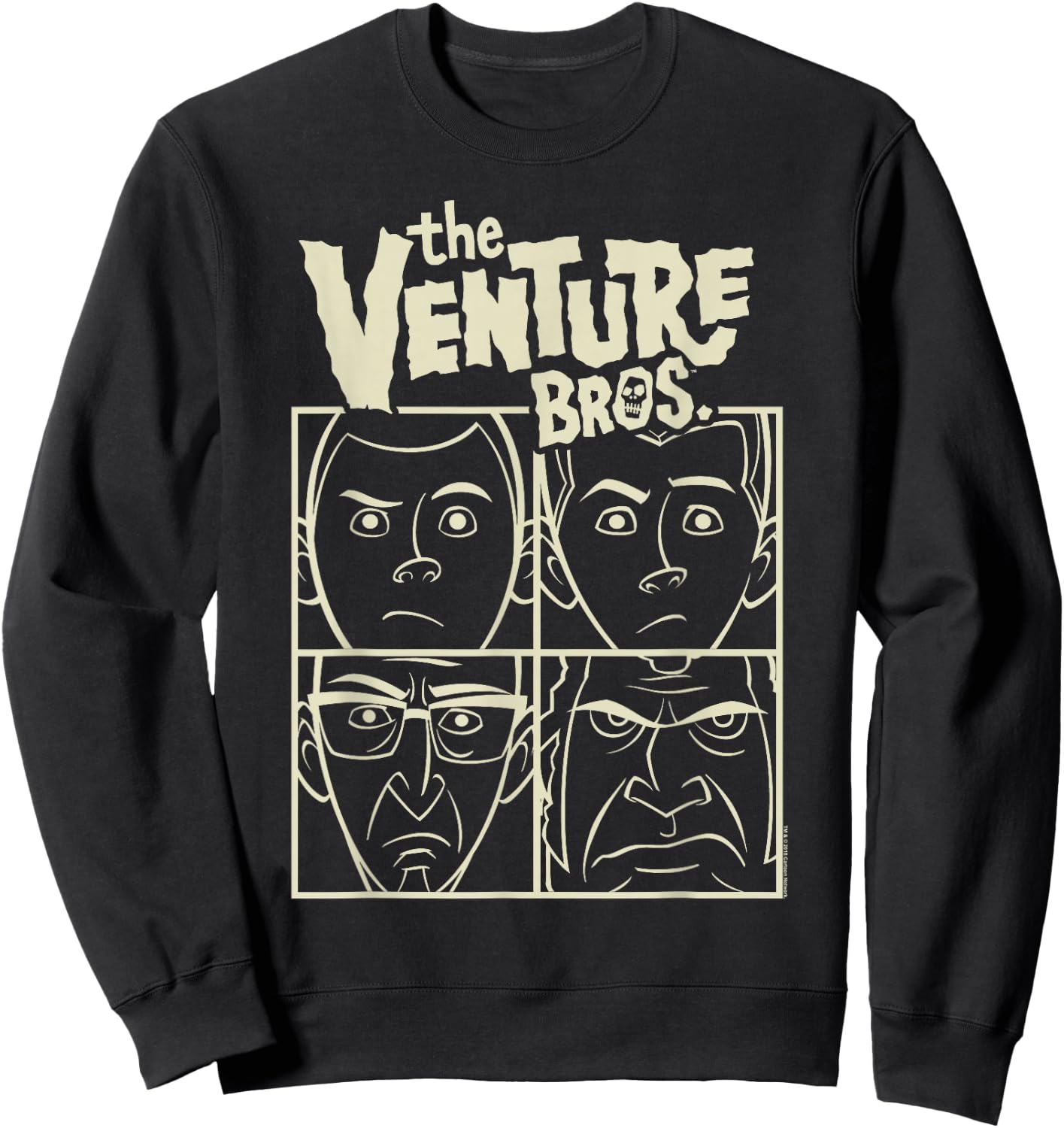 Adult Swim Venture Bros. Adult Men's Black Cartoon Themed Cartoon Patterned Classic Style with & Short Sleeves - Small Sweatshirt - Sweatshirt | Black