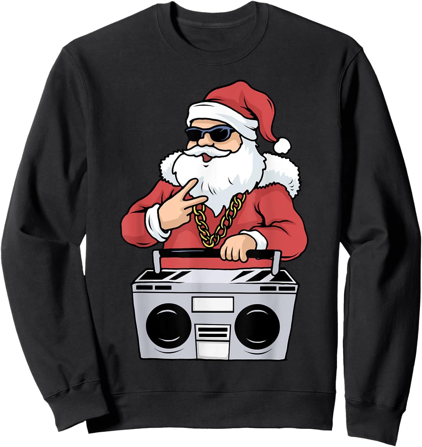 Hip Hop Santa Claus Gangster Christmas Ghettoblaster Sweatshirt - Sweatshirt | Black