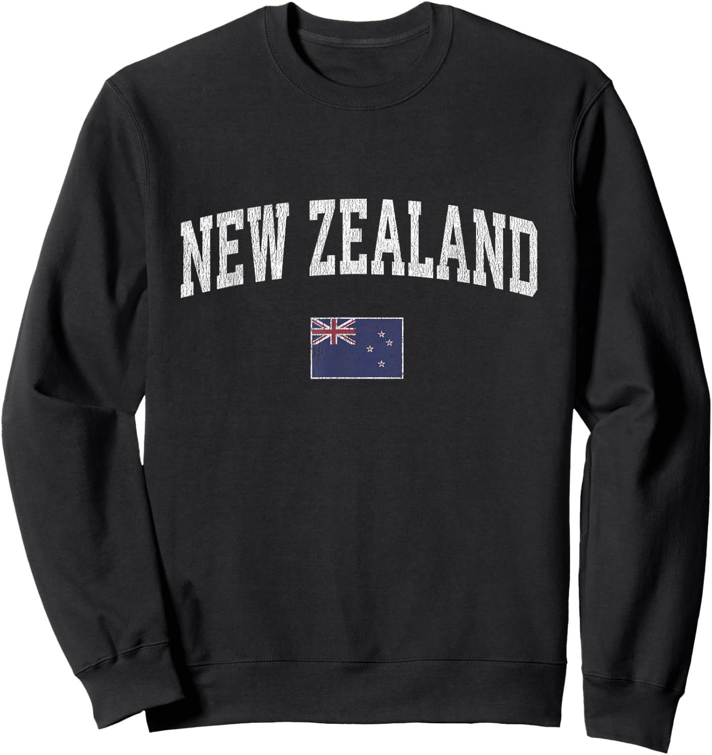 New Zealand Vintage Sports New Zealander Flag Sweatshirt - Sweatshirt | Black