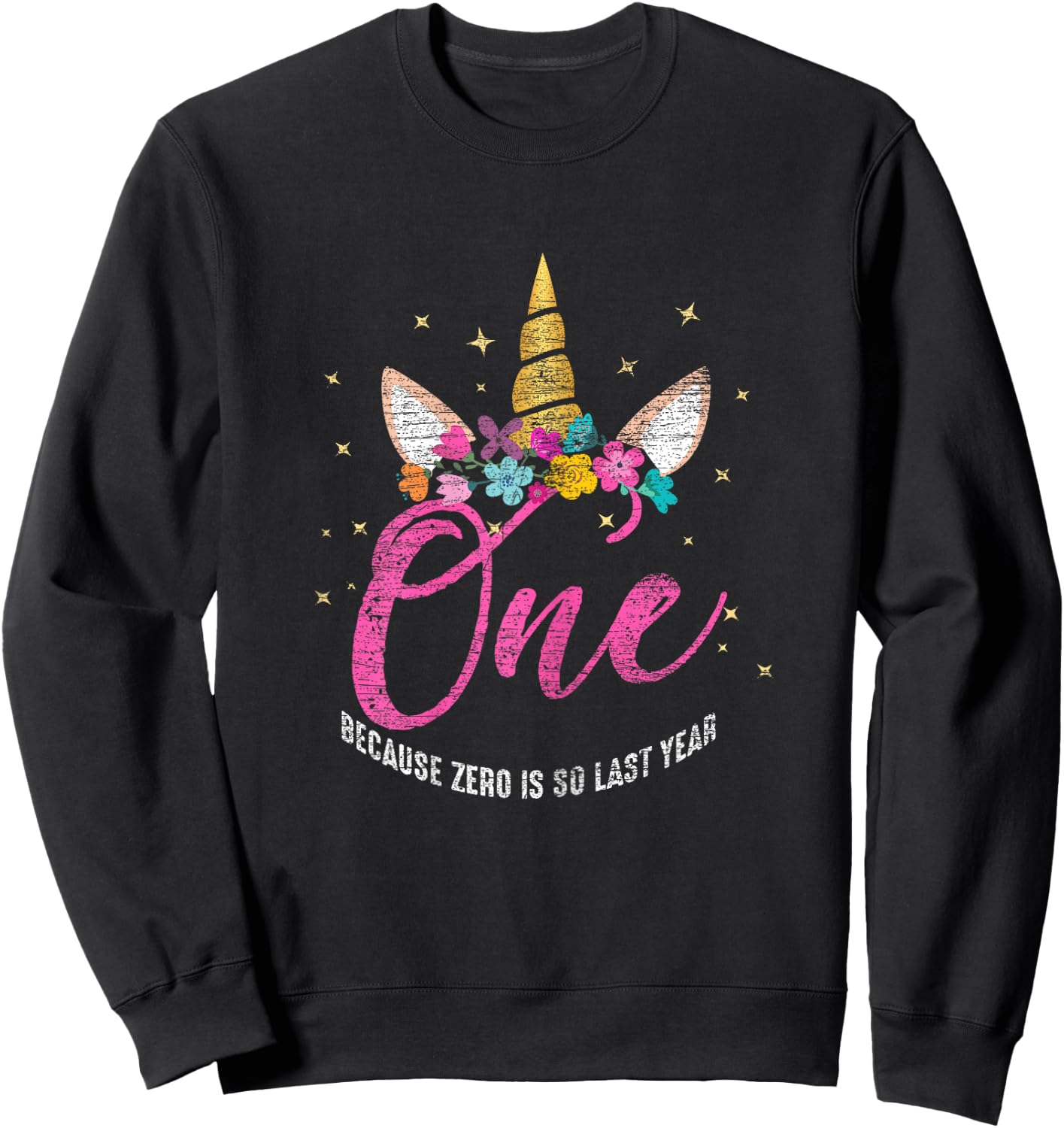 1 Year Old Birthday Girl Gifts Unicorn 1st Birthday Sweatshirt - Sweatshirt | Black