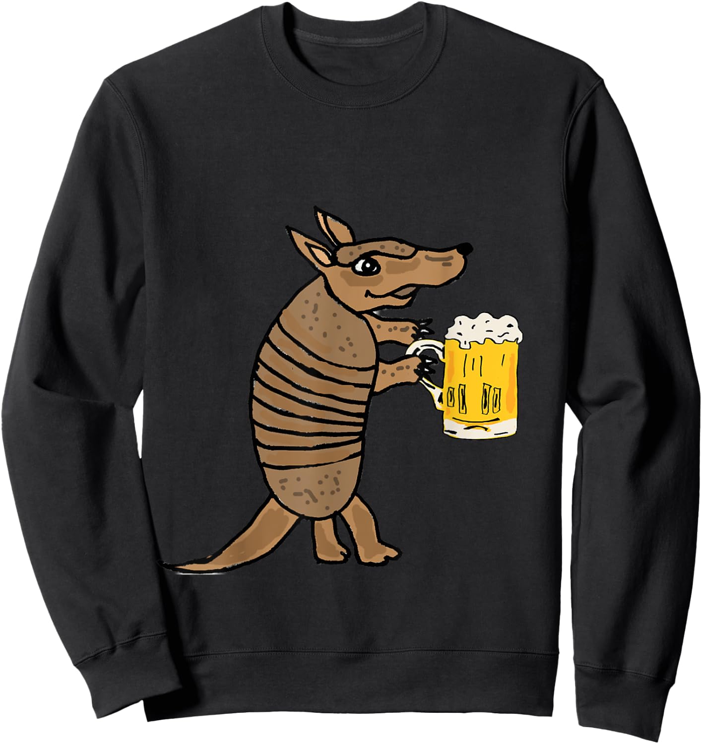Smilemoretees Funny Armadillo Drinking Beer Sweatshirt - Sweatshirt | Black
