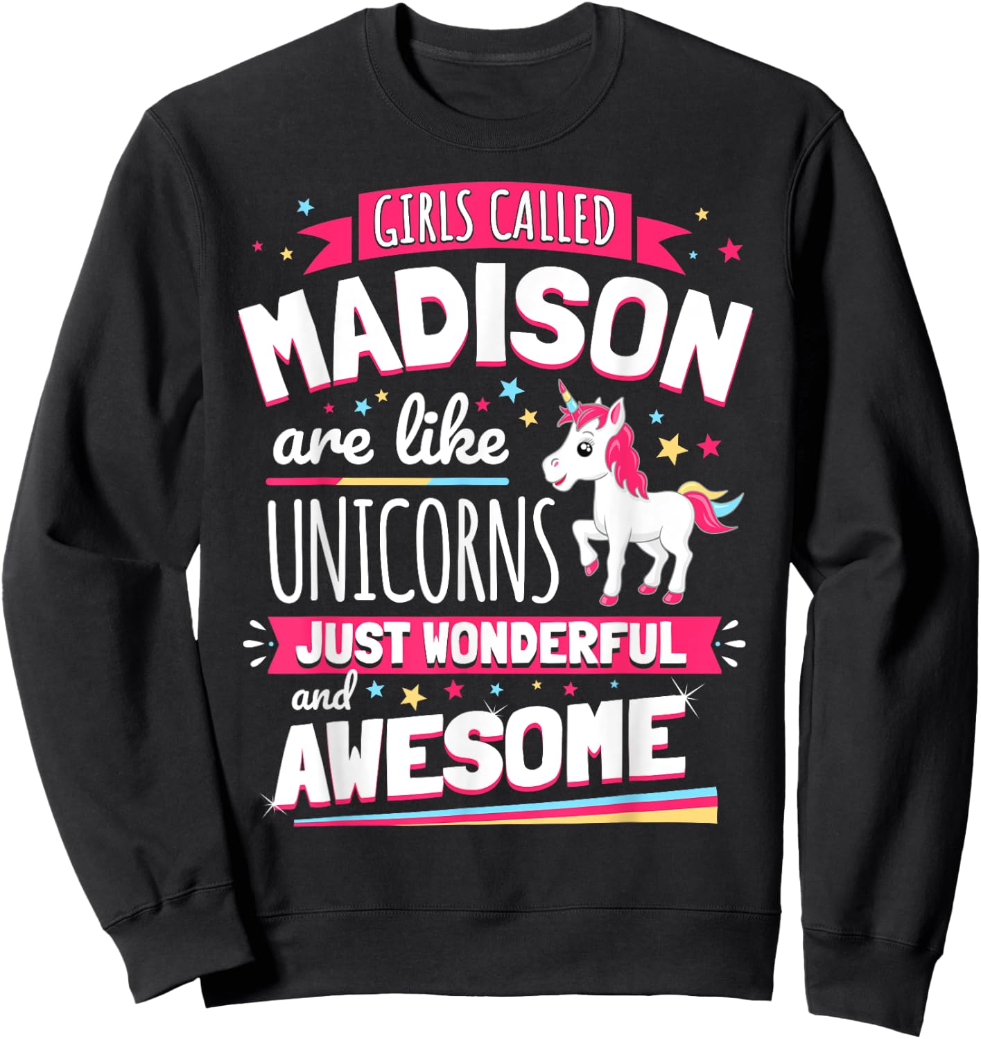 Madison Forename Prename First Given Name Unicorn Sweatshirt - Sweatshirt | Black