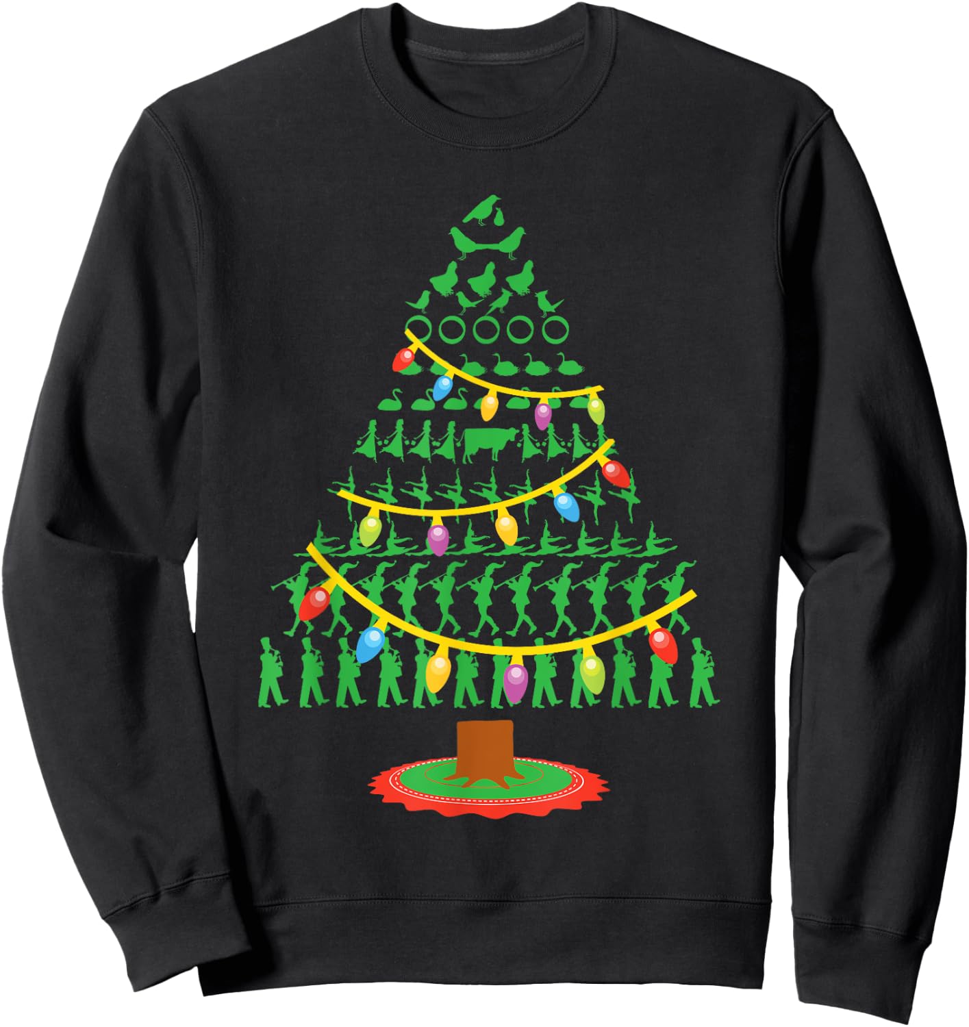 Twelve Days of Christmas Tree T Shirt Sweatshirt - Sweatshirt | Black
