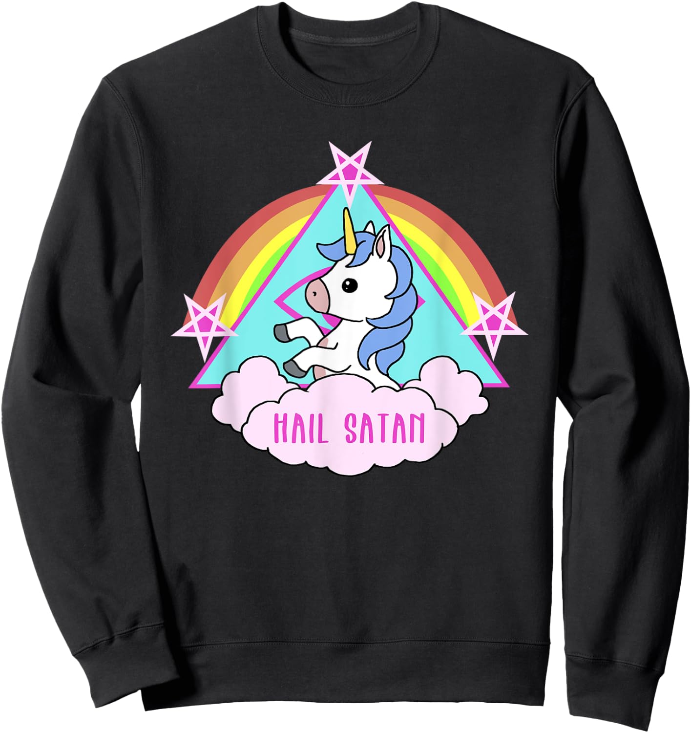Hail Satan Funny Unicorn Sweatshirt - Sweatshirt | Black