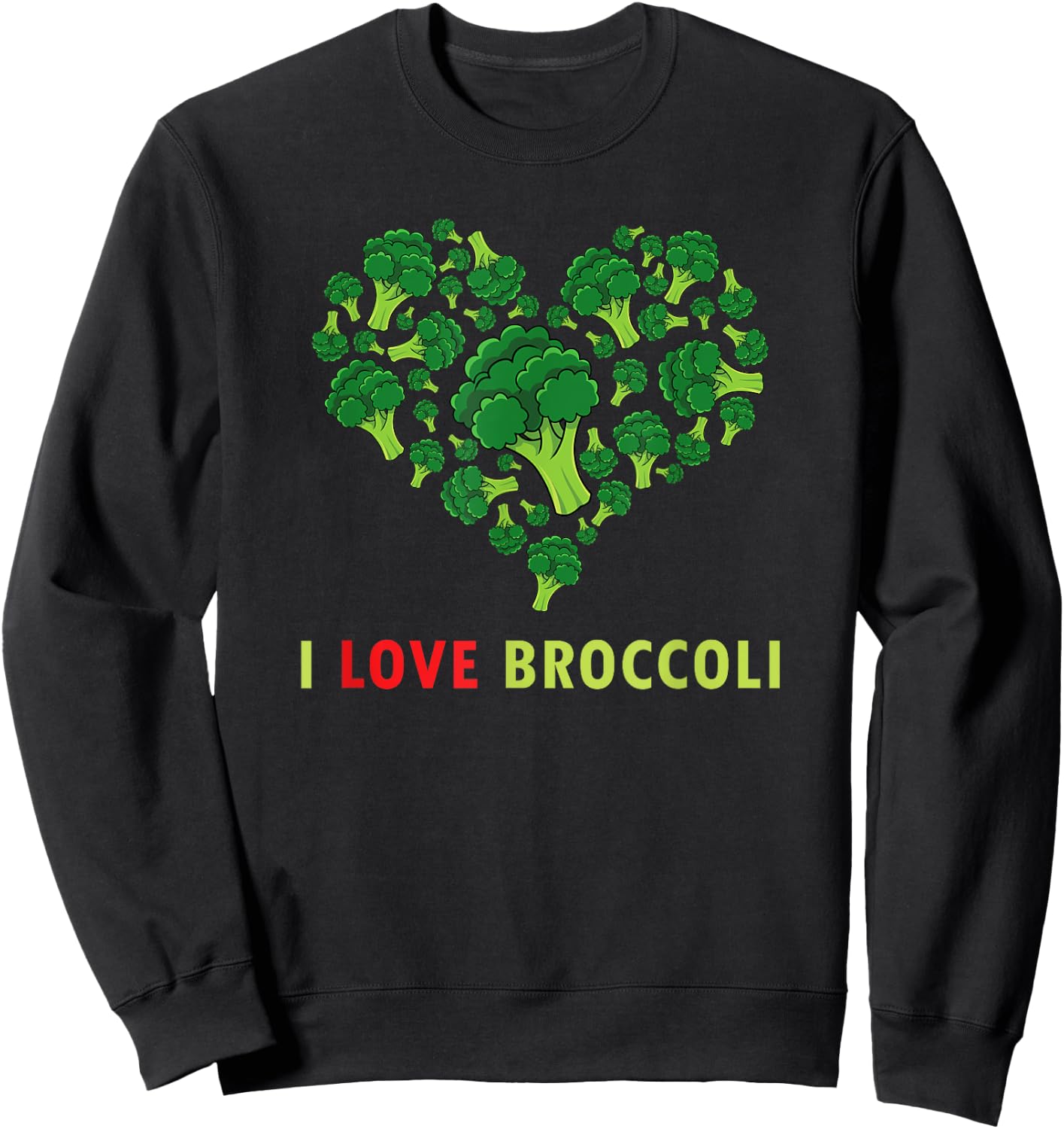 Funny Broccoli Gift - I Love Broccoli - Kids Vegetarian Keto Sweatshirt - Sweatshirt | Black