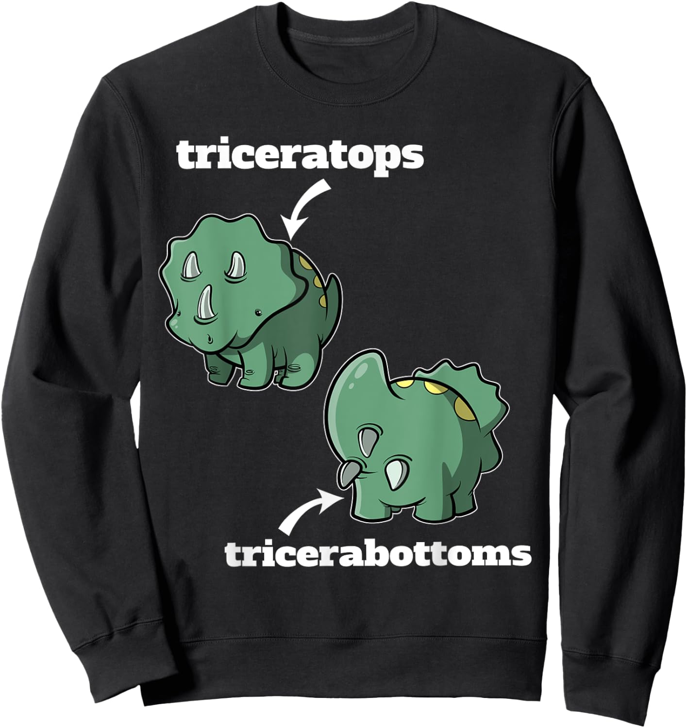 Triceratops Tricerabottoms Funny Dinosaur Sweatshirt - Sweatshirt | Black