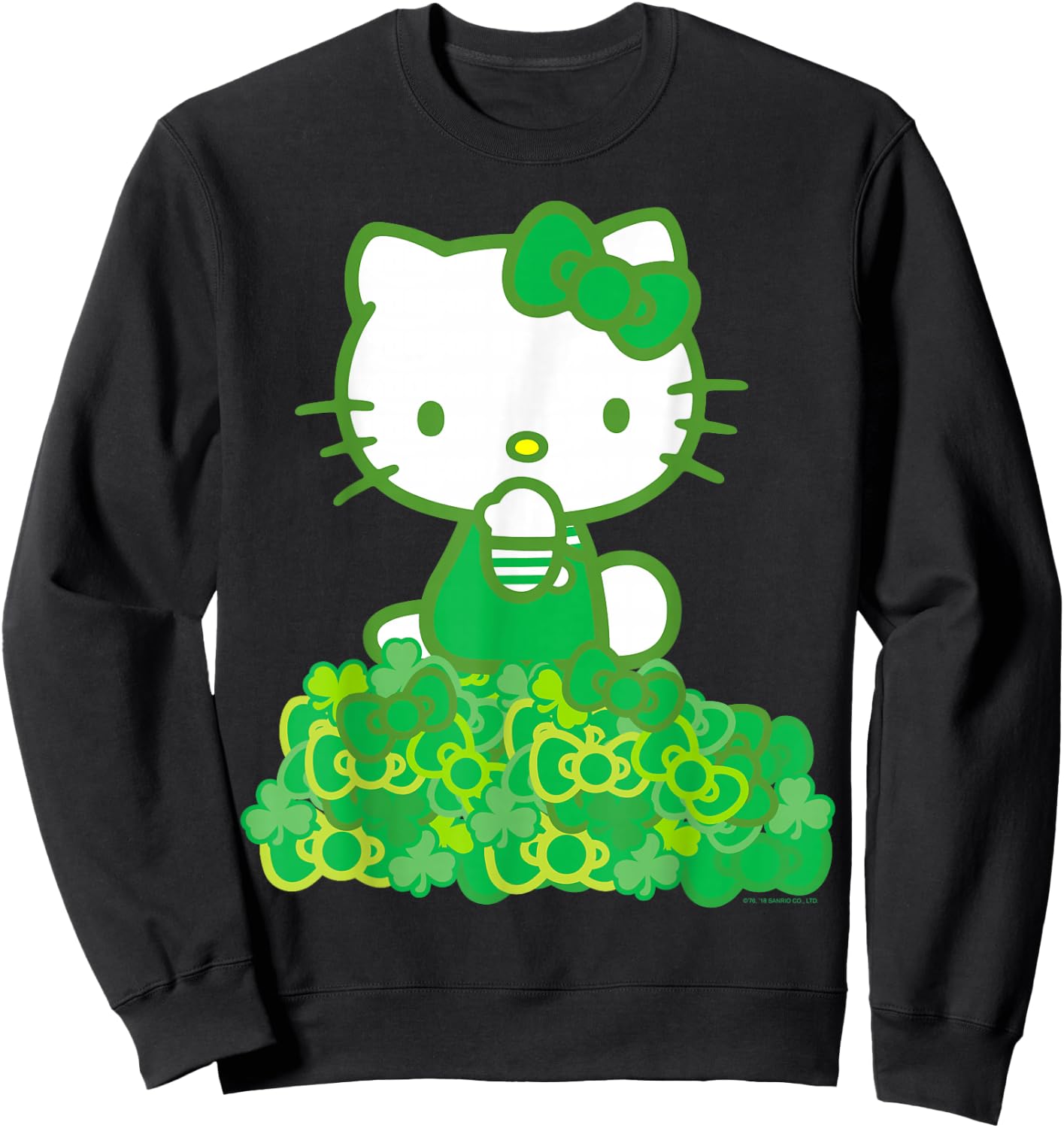 Hello Kitty Green Bows and Clovers Shirt Sweatshirt - Sweatshirt | Black