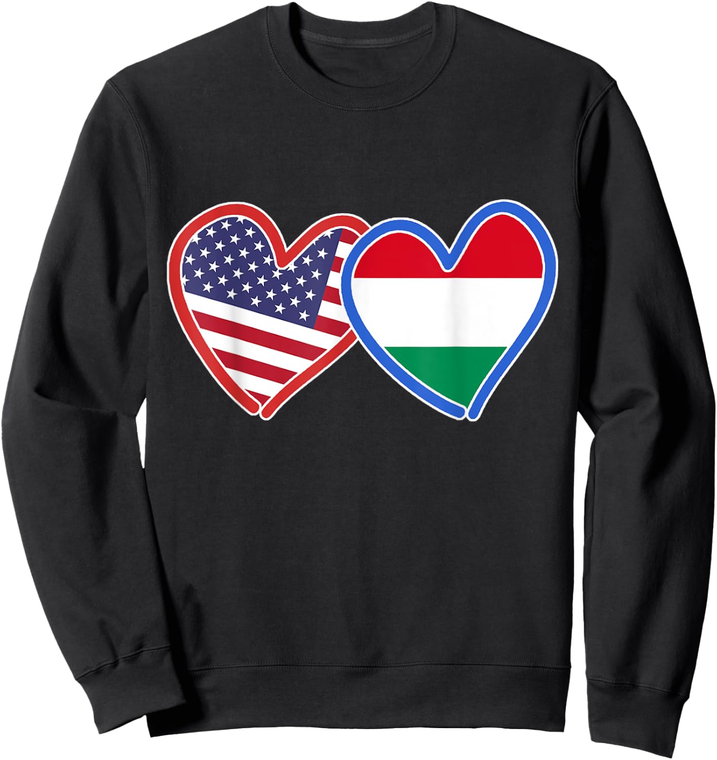 Hungarian American Hungary & America Flag Sweatshirt - Sweatshirt | Black