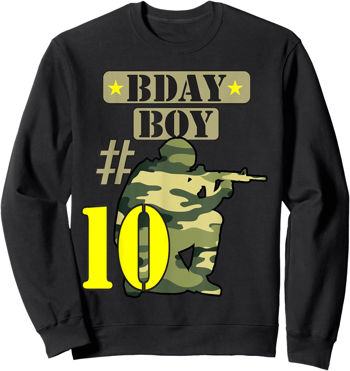 10Th Birthday Boy Camo -Ten years old -Camouflage Sweatshirt - Sweatshirt | Black