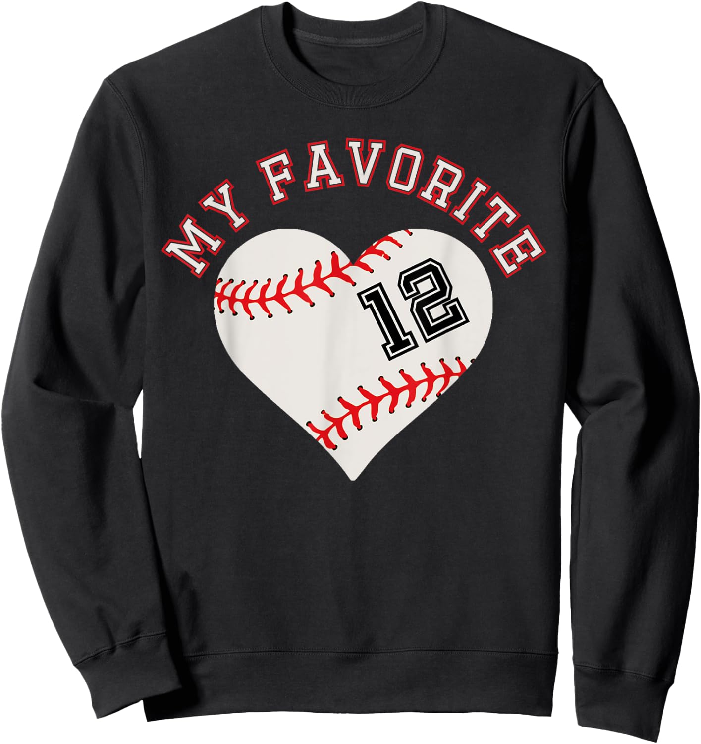 Baseball Player 12 Jersey Outfit No #12 Sports Fan Gift Sweatshirt - Sweatshirt | Black
