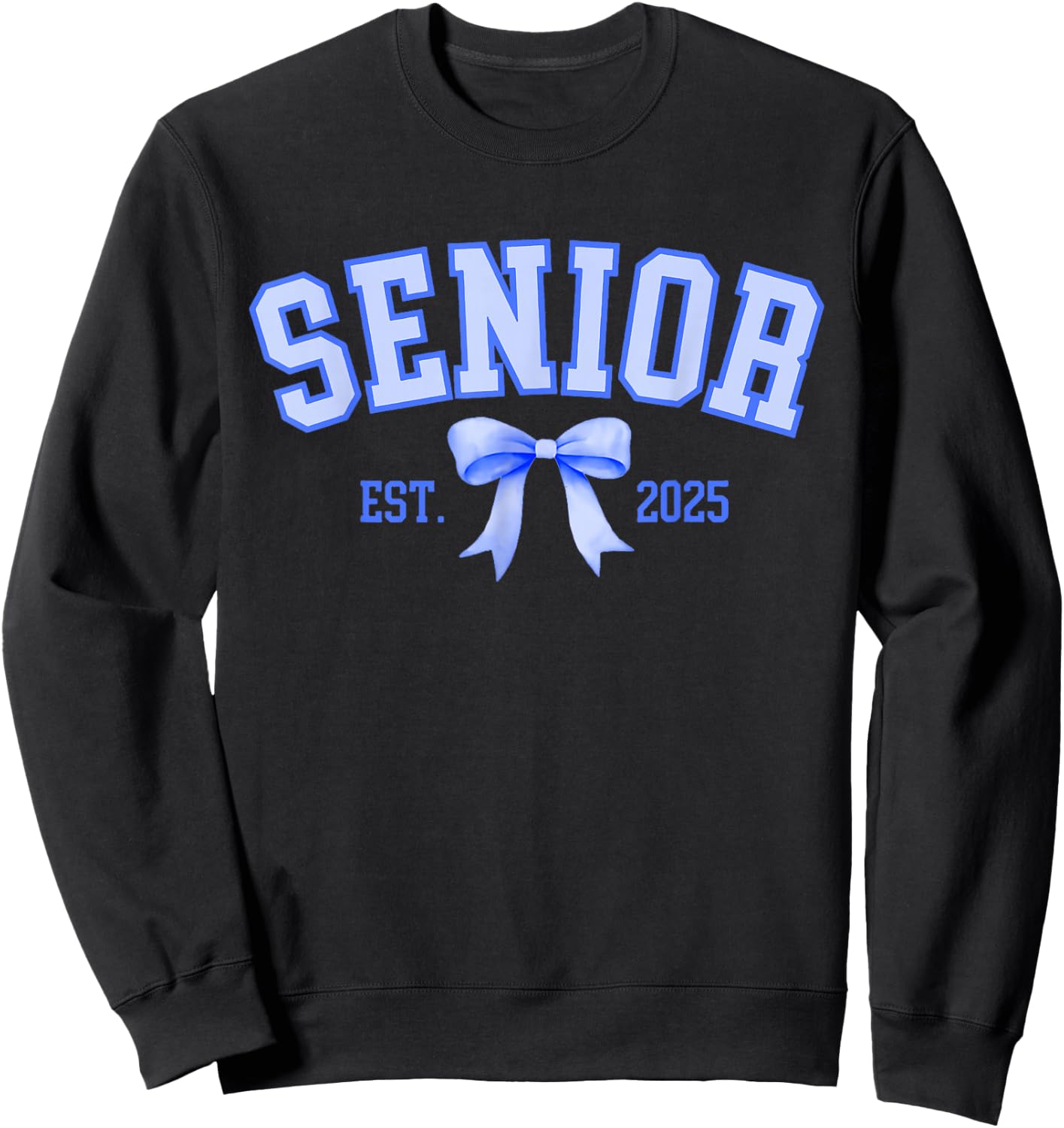 Senior 2025 Coquette Class of 2025 Blue Bows Retro Sweatshirt - Sweatshirt | Black