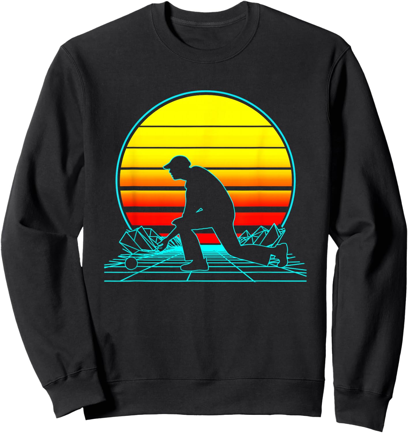 Retro Lawn Bowls Vaporwave Sweatshirt - Sweatshirt | Black