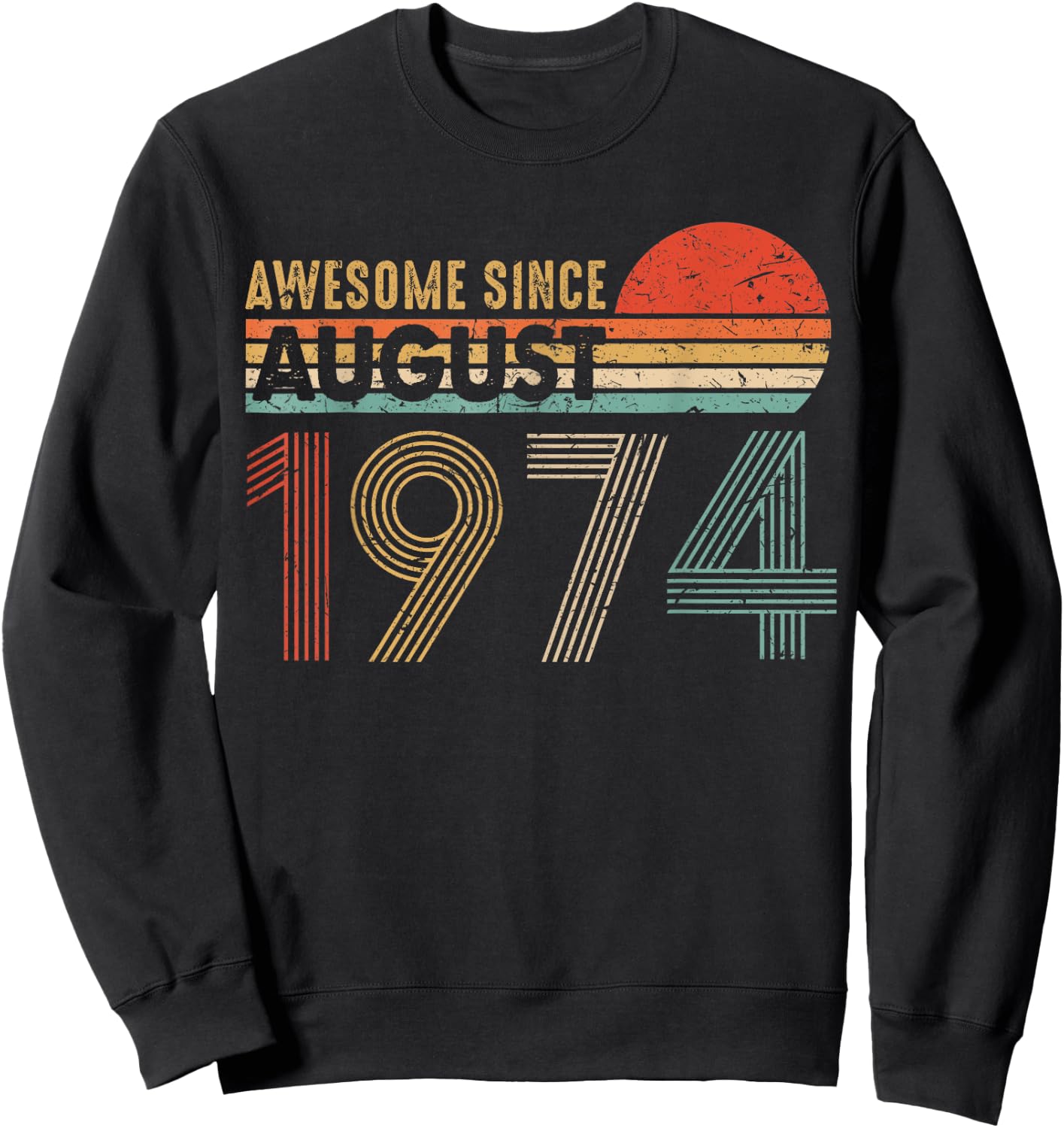 Awesome Since AUGUST 1974 45th Birthday Gift Sunset Sweatshirt - Sweatshirt | Black