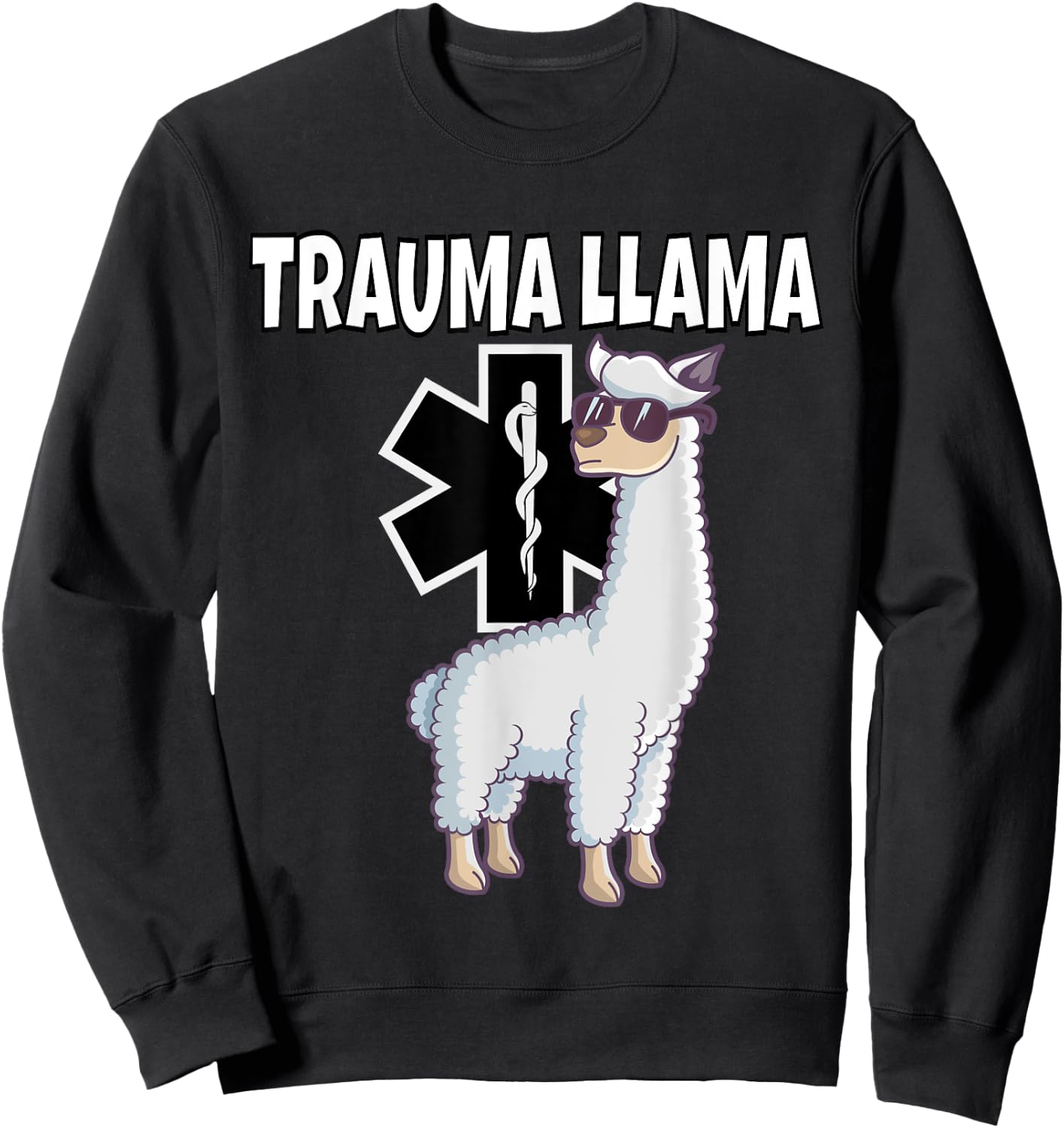 Funny Trauma Llama EMT Medic EMS Gift Sweatshirt - Sweatshirt | Black