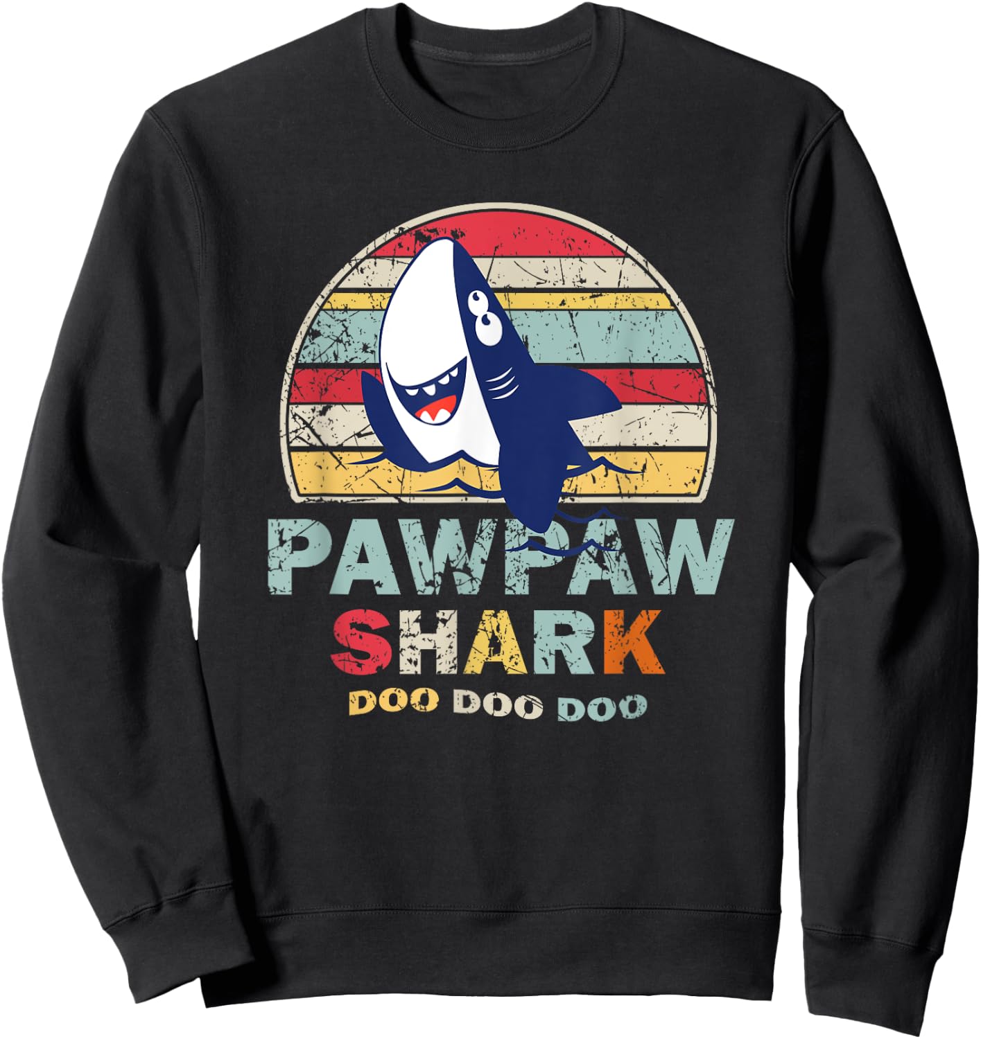 Vintage Pawpaw Shark Shirt Fathers Day Gift Women Sweatshirt - Sweatshirt | Black